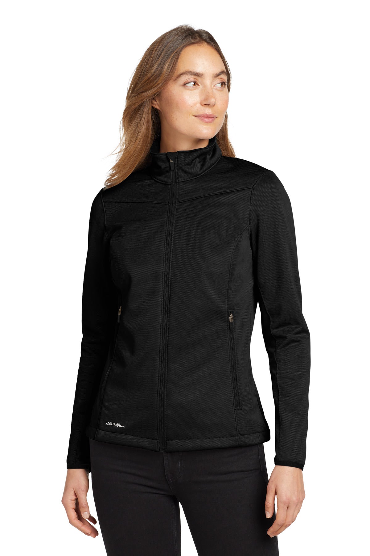Custom logo Eddie Bauer® Women's Weather-Resist Soft Shell Jacket. EB539 in Black