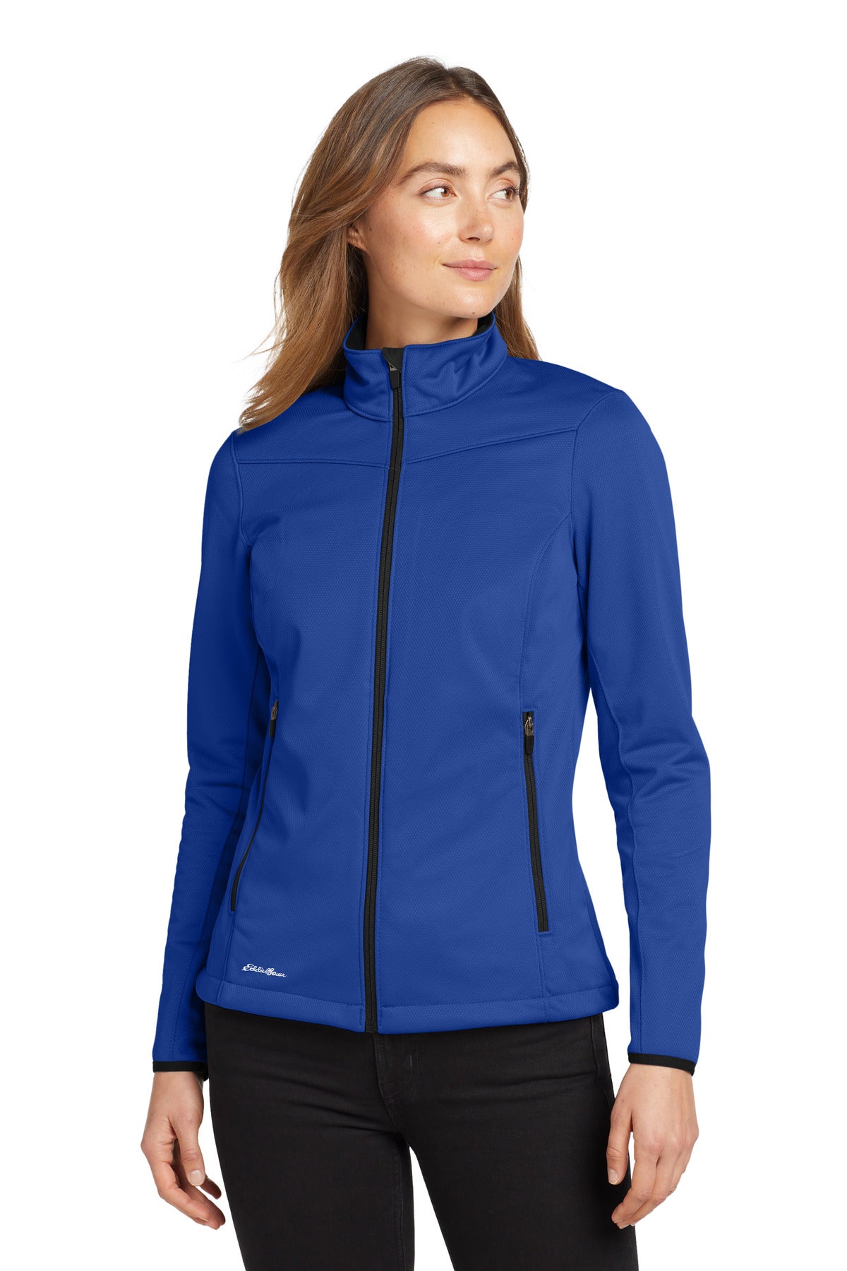 Custom logo Eddie Bauer® Women's Weather-Resist Soft Shell Jacket. EB539 in Cobalt Blue
