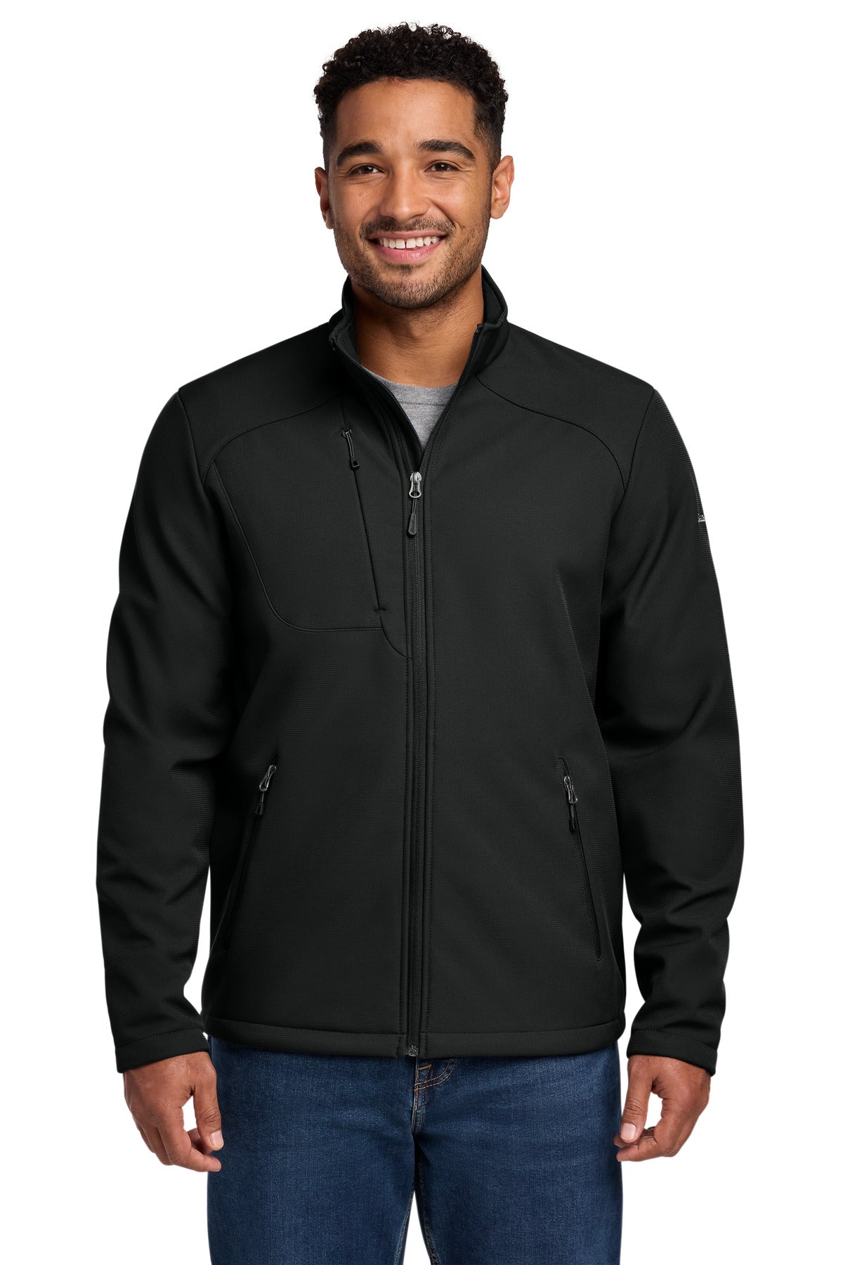 Custom logo Eddie Bauer® Stretch Soft Shell Jacket EB544 in Deep Black