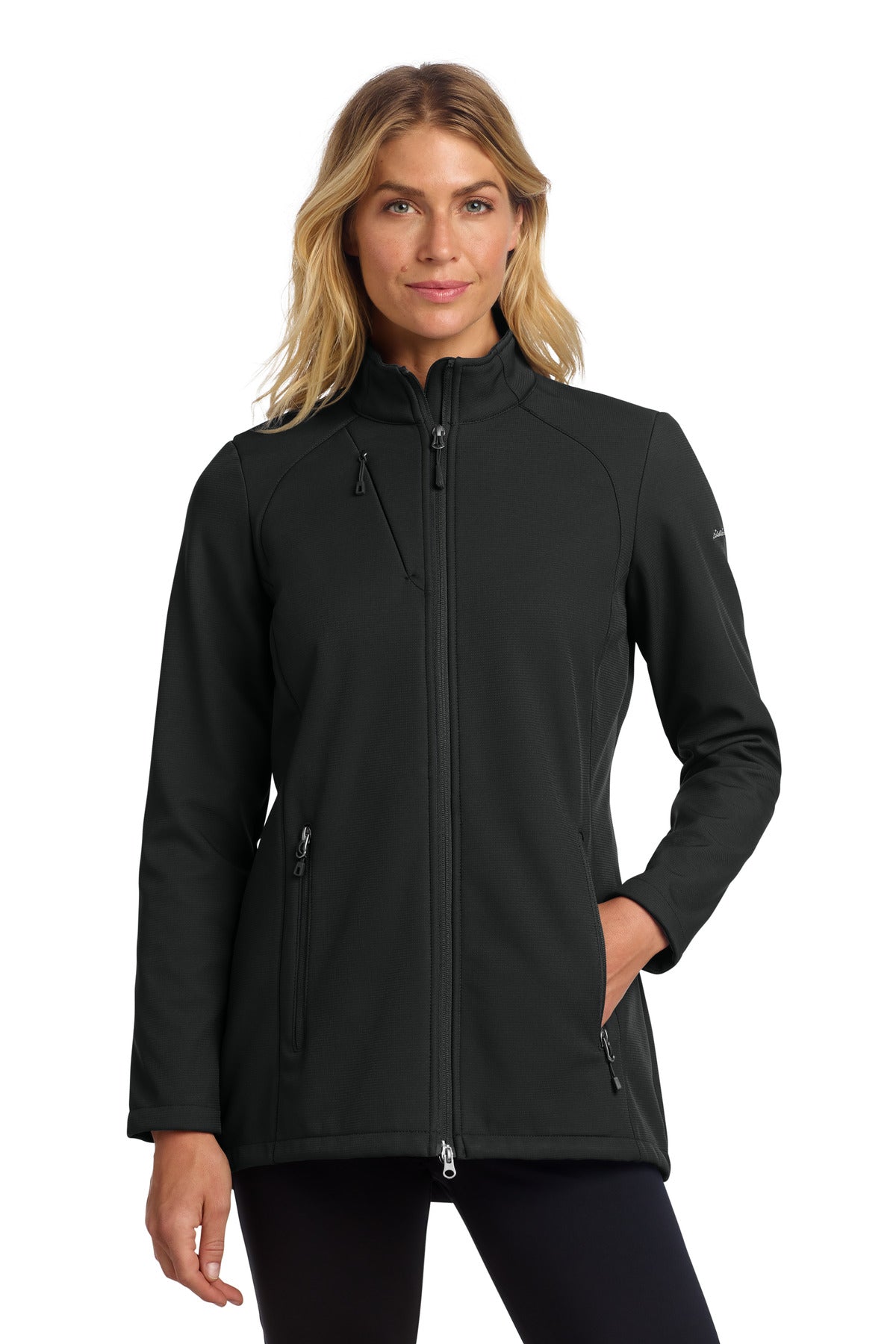 Custom logo Eddie Bauer® Women's Stretch Soft Shell Jacket EB545 in Deep Black