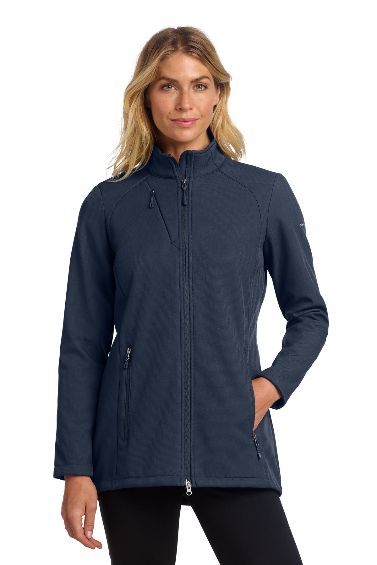 Custom logo Eddie Bauer® Women's Stretch Soft Shell Jacket EB545 in River Blue Navy