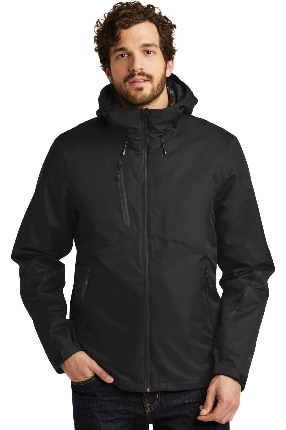 Custom logo Eddie Bauer® WeatherEdge® Plus 3-in-1 Jacket. EB556 in Black/ Black
