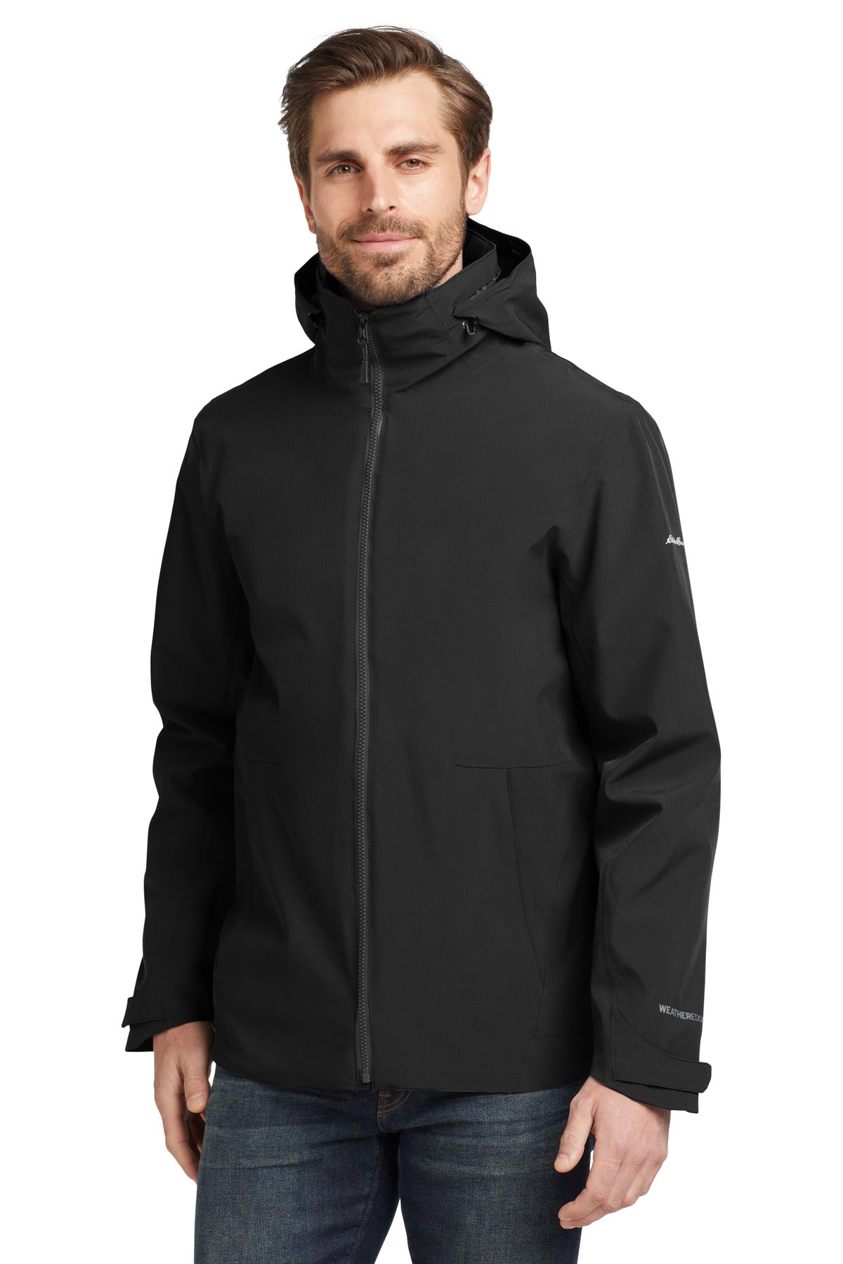 Custom logo Eddie Bauer® WeatherEdge® 3-in-1 Jacket EB656 in Black/ Storm Grey