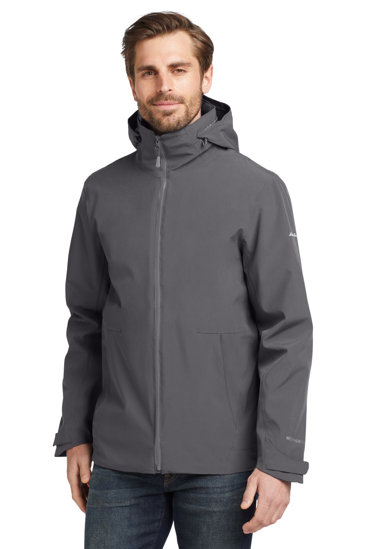 Custom logo Eddie Bauer® WeatherEdge® 3-in-1 Jacket EB656 in Grey Steel/ Metal Grey