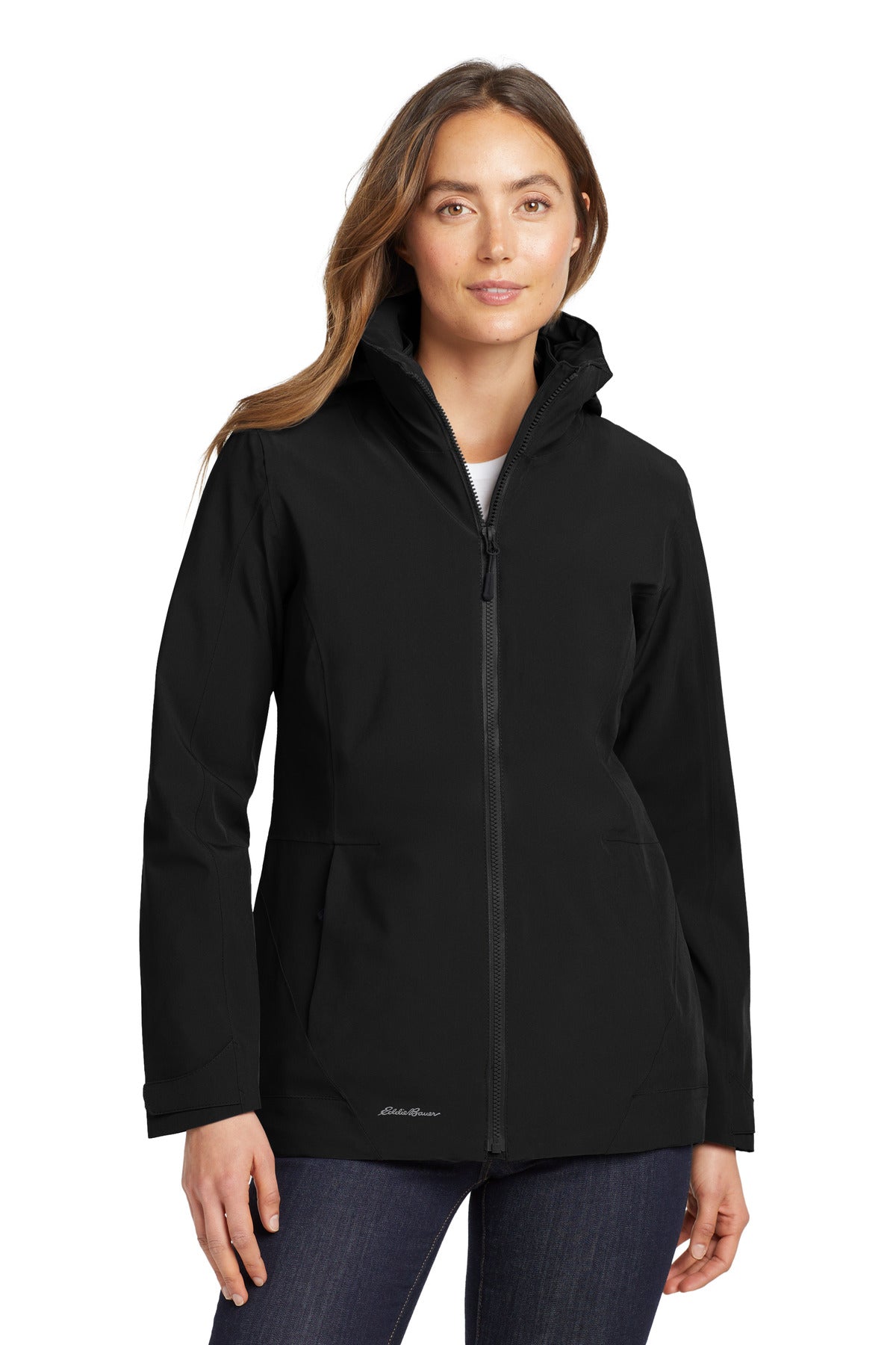 Custom logo Eddie Bauer® Women's WeatherEdge® 3-in-1 Jacket EB657 in Black/ Storm Grey