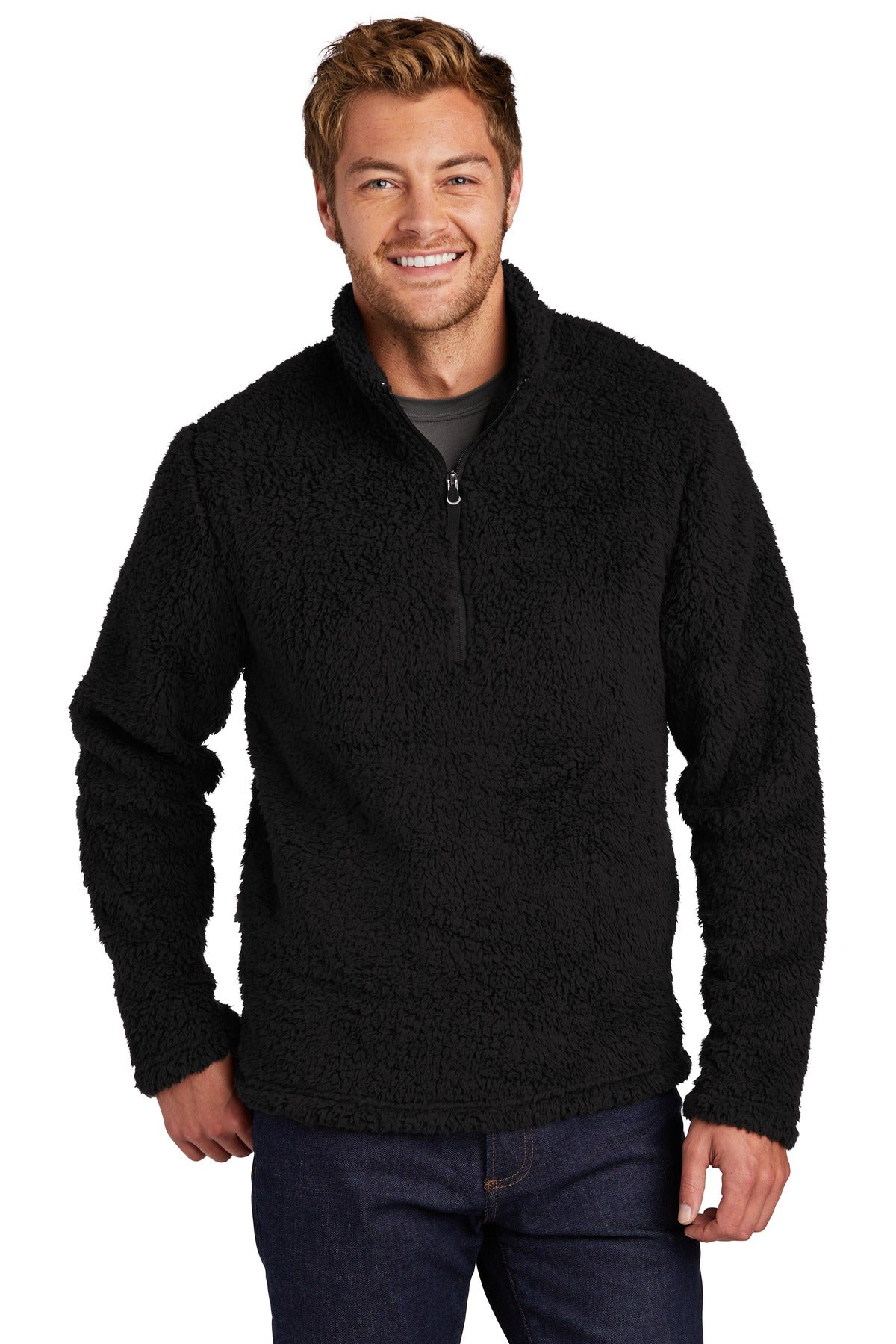 Custom logo Port Authority ® Cozy 1/4-Zip Fleece F130 in Black