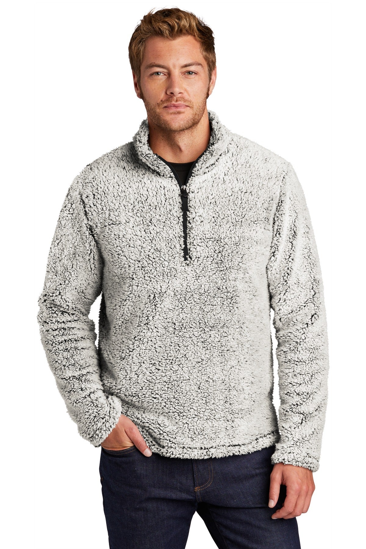 Custom logo Port Authority ® Cozy 1/4-Zip Fleece F130 in Grey Heather