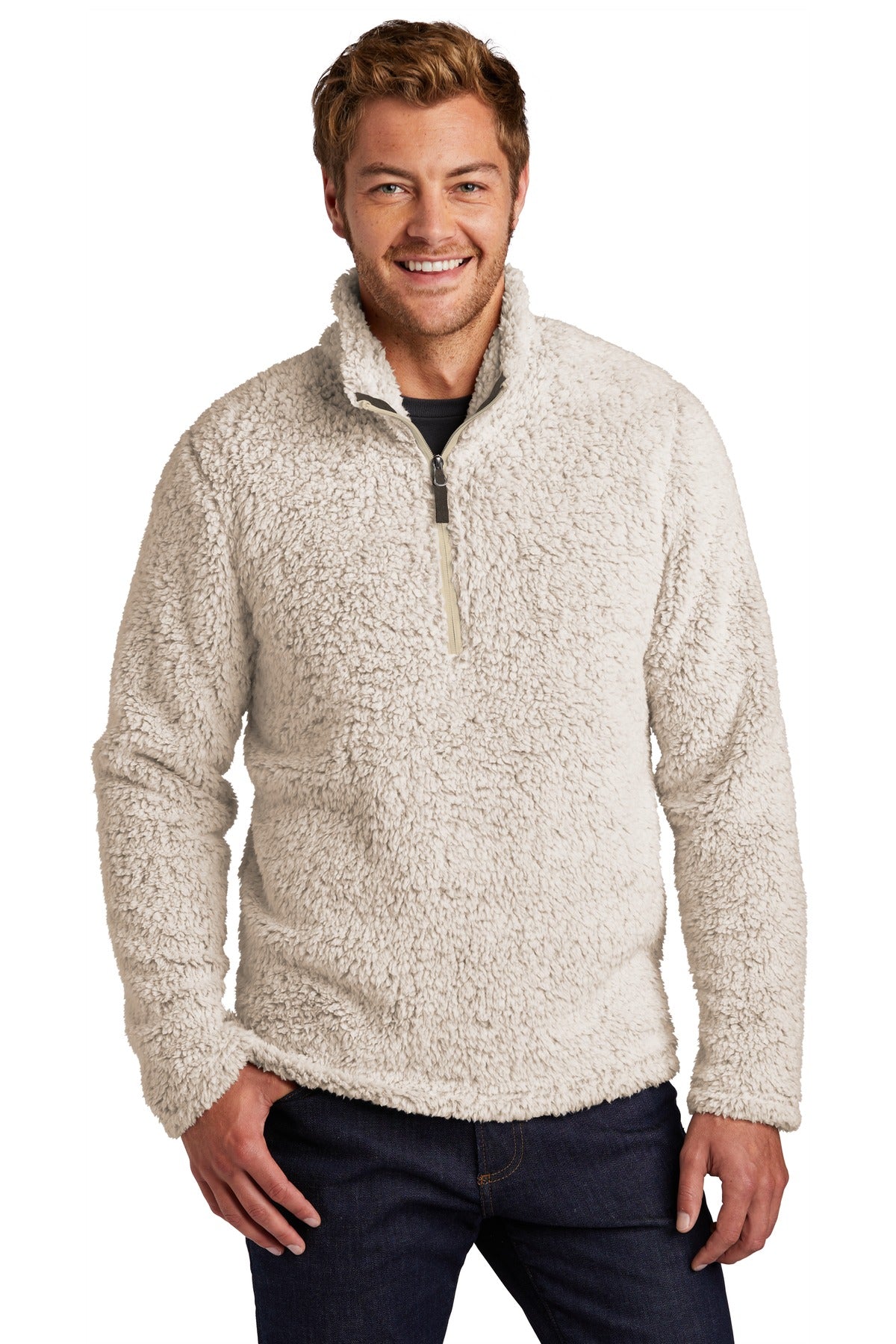 Custom logo Port Authority ® Cozy 1/4-Zip Fleece F130 in Oatmeal Heather