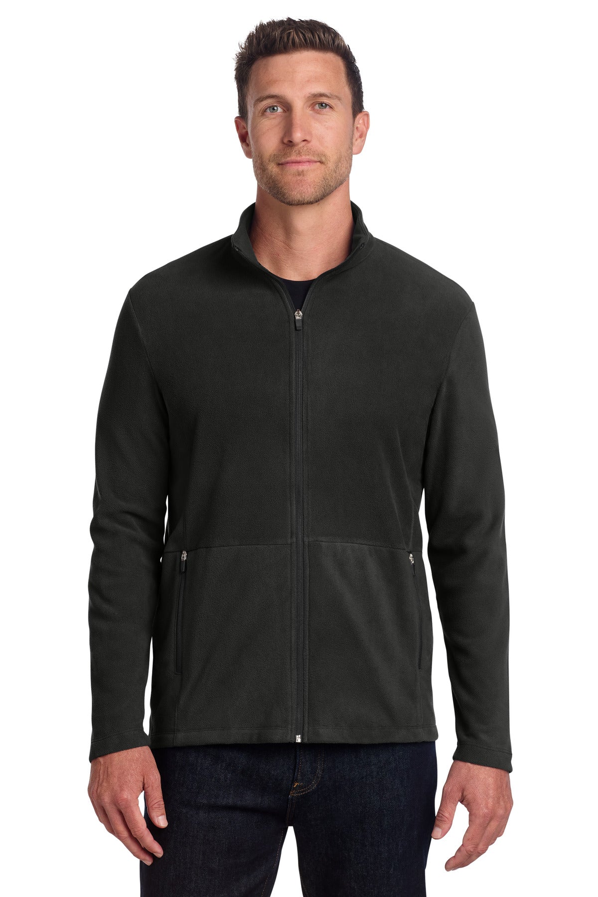 Custom logo Port Authority® Accord Microfleece Jacket F151 in Black