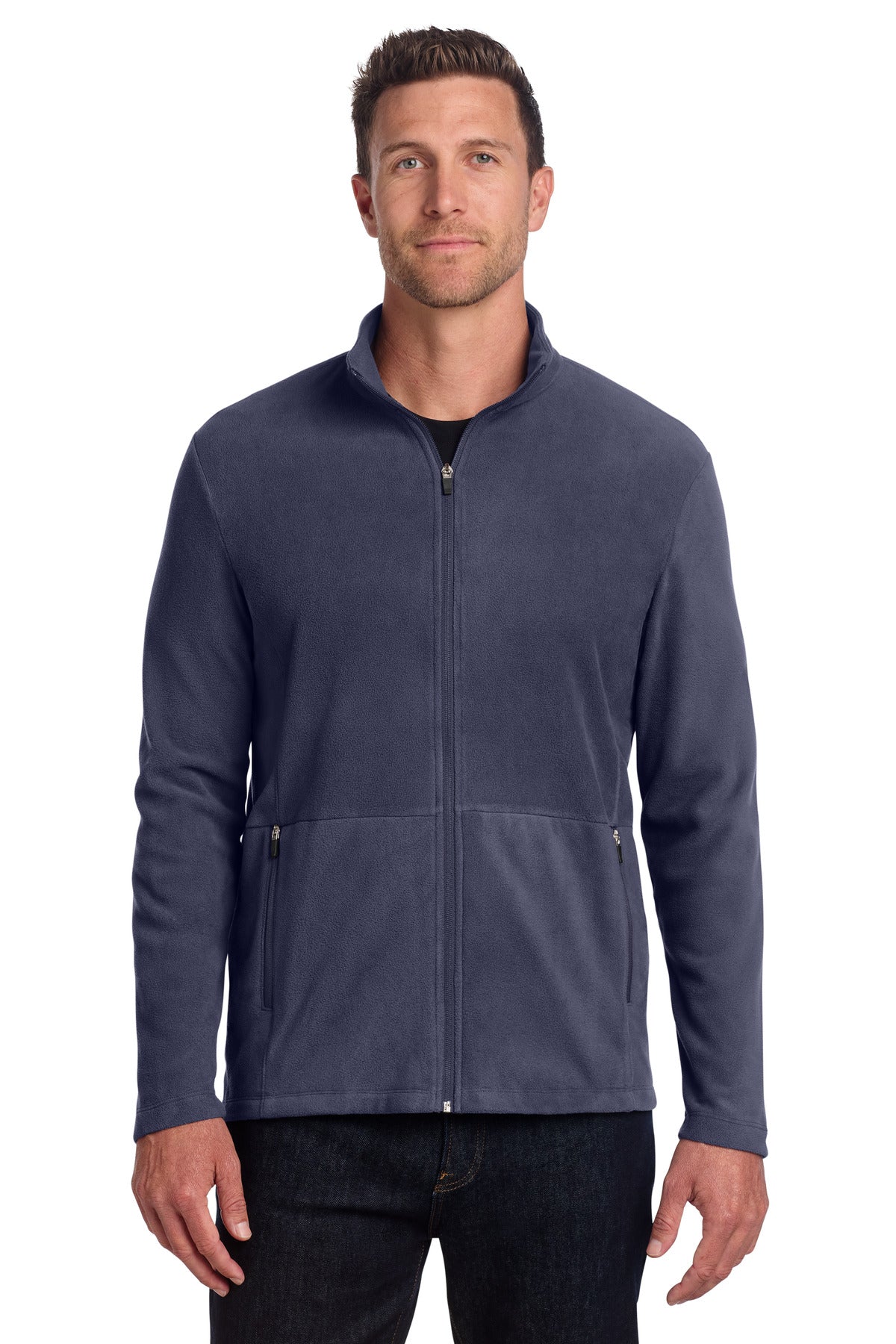 Custom logo Port Authority® Accord Microfleece Jacket F151 in Navy