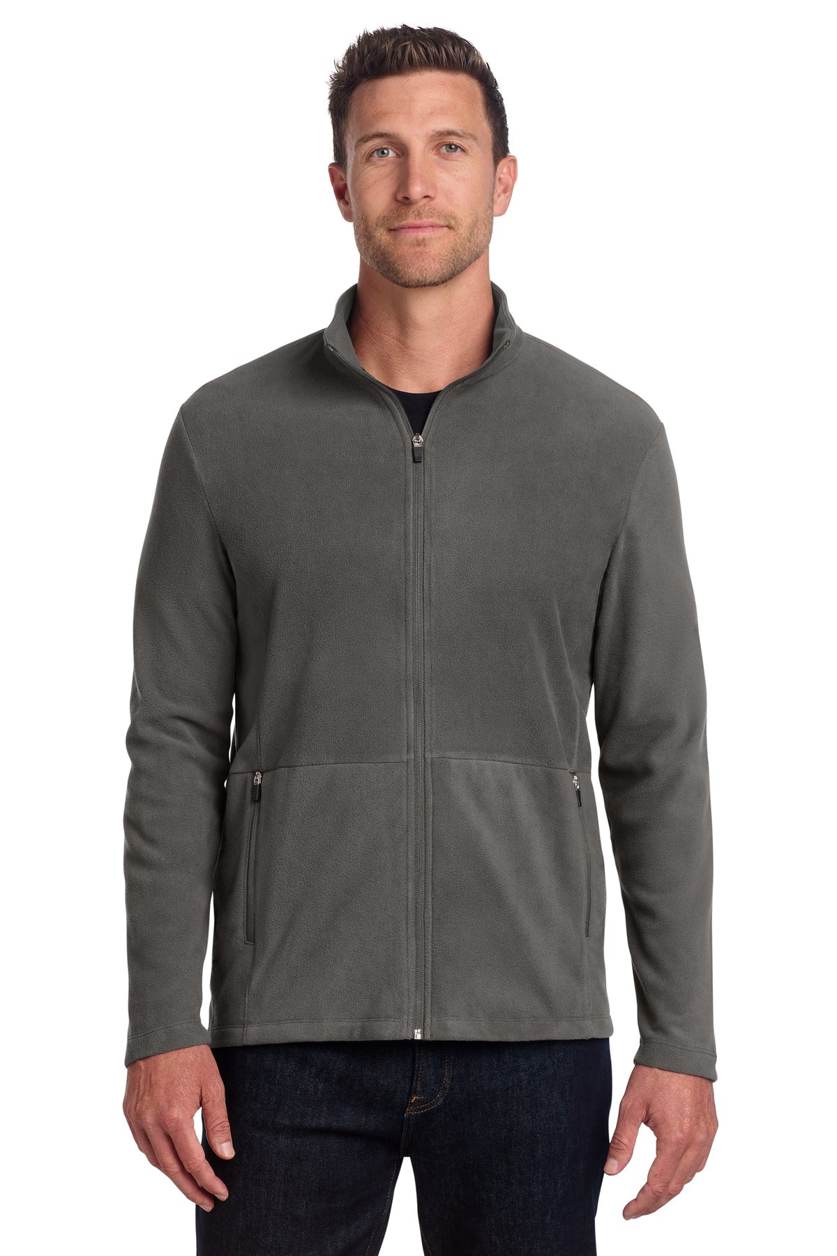 Custom logo Port Authority® Accord Microfleece Jacket F151 in Pewter