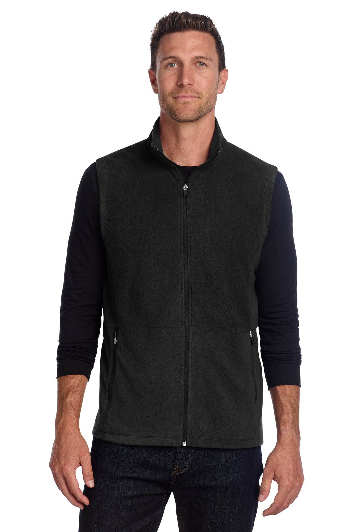 Custom logo Port Authority® Accord Microfleece Vest F152 in Black