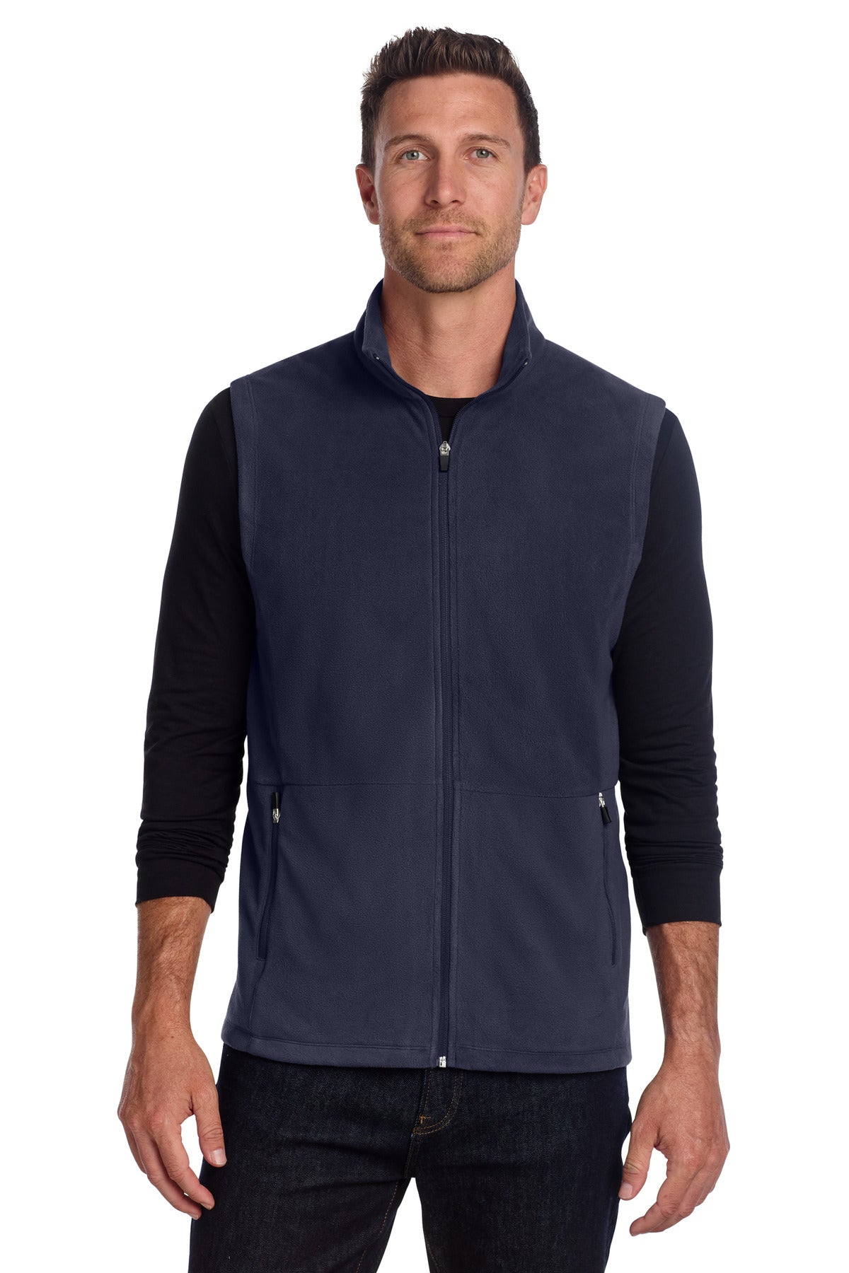 Custom logo Port Authority® Accord Microfleece Vest F152 in Navy