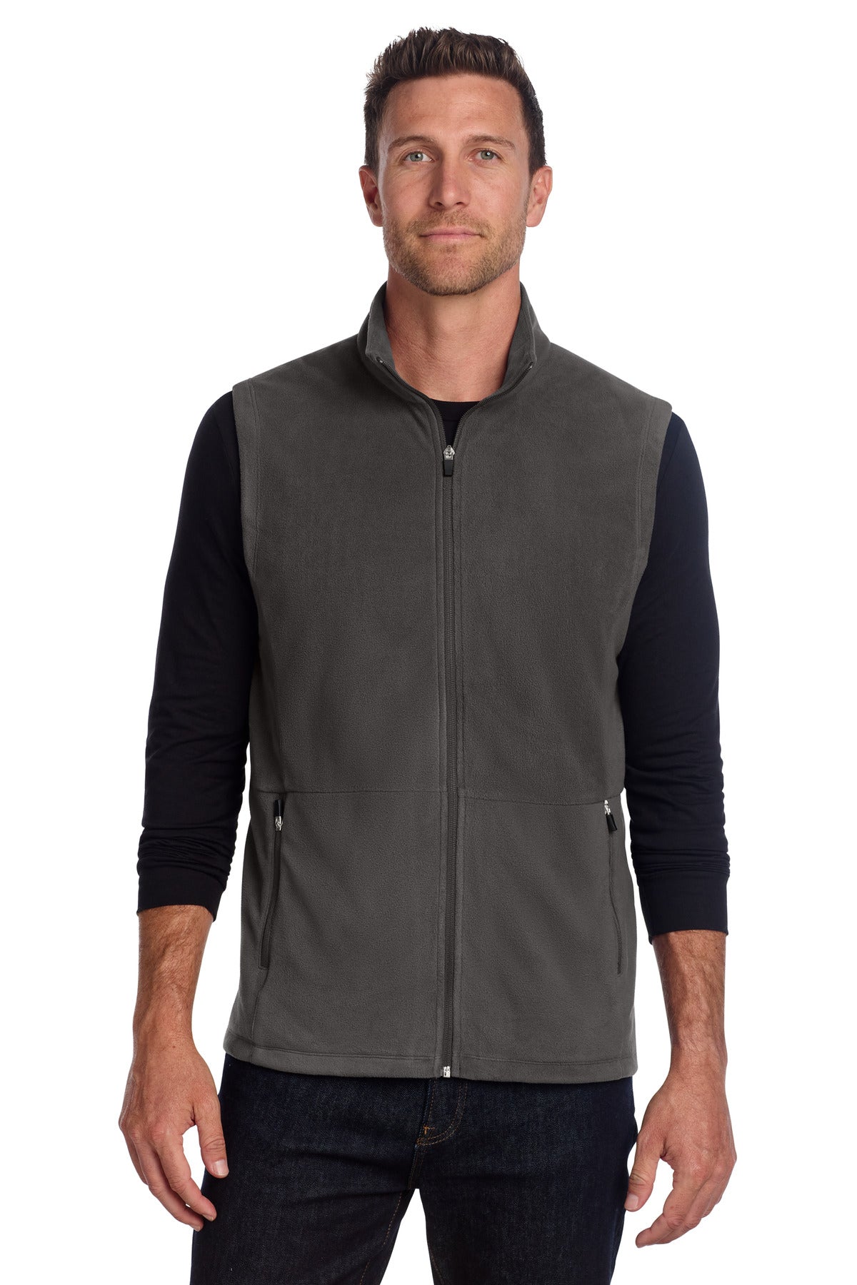 Custom logo Port Authority® Accord Microfleece Vest F152 in Pewter
