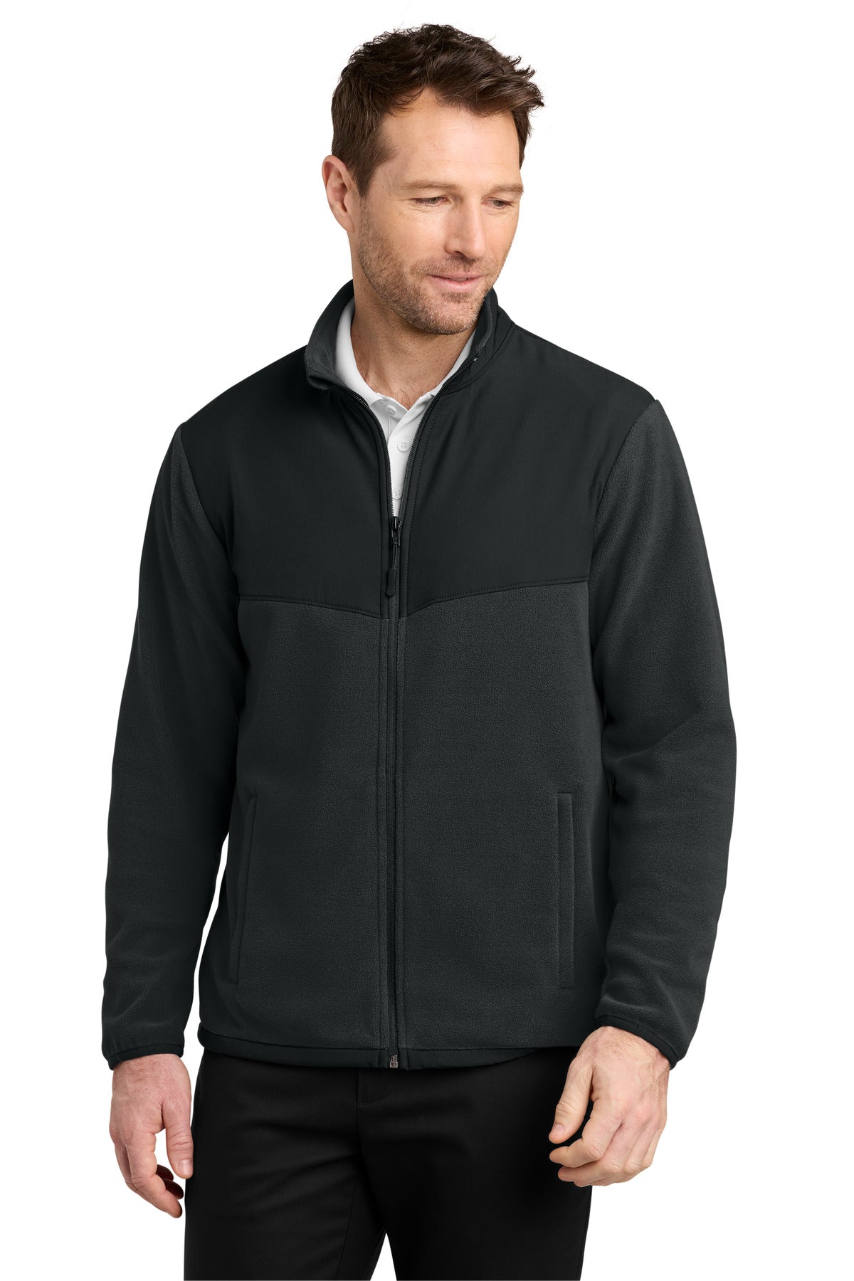 Custom logo Port Authority® Therma-Tek Fleece Jacket F180 in Black