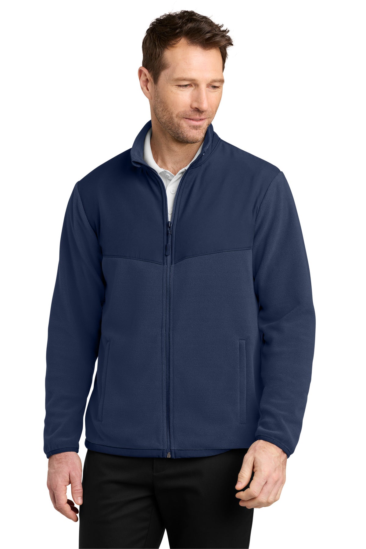 Custom logo Port Authority® Therma-Tek Fleece Jacket F180 in True Navy