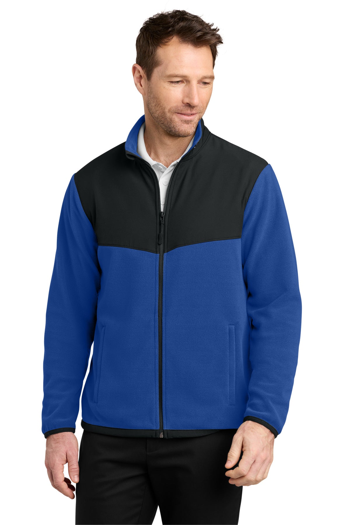 Custom logo Port Authority® Therma-Tek Fleece Jacket F180 in True Royal/ Black