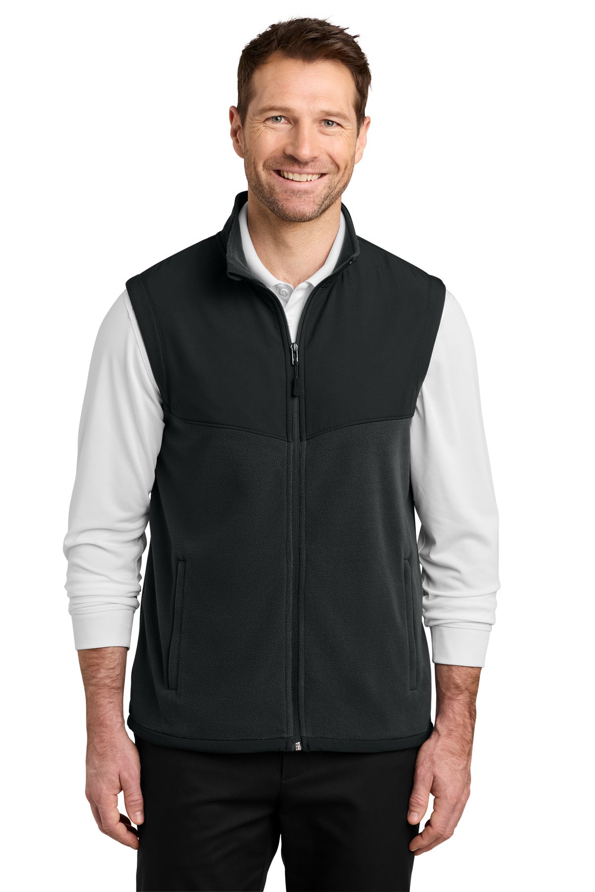 Custom logo Port Authority® Therma-Tek Fleece Vest F181 in Black