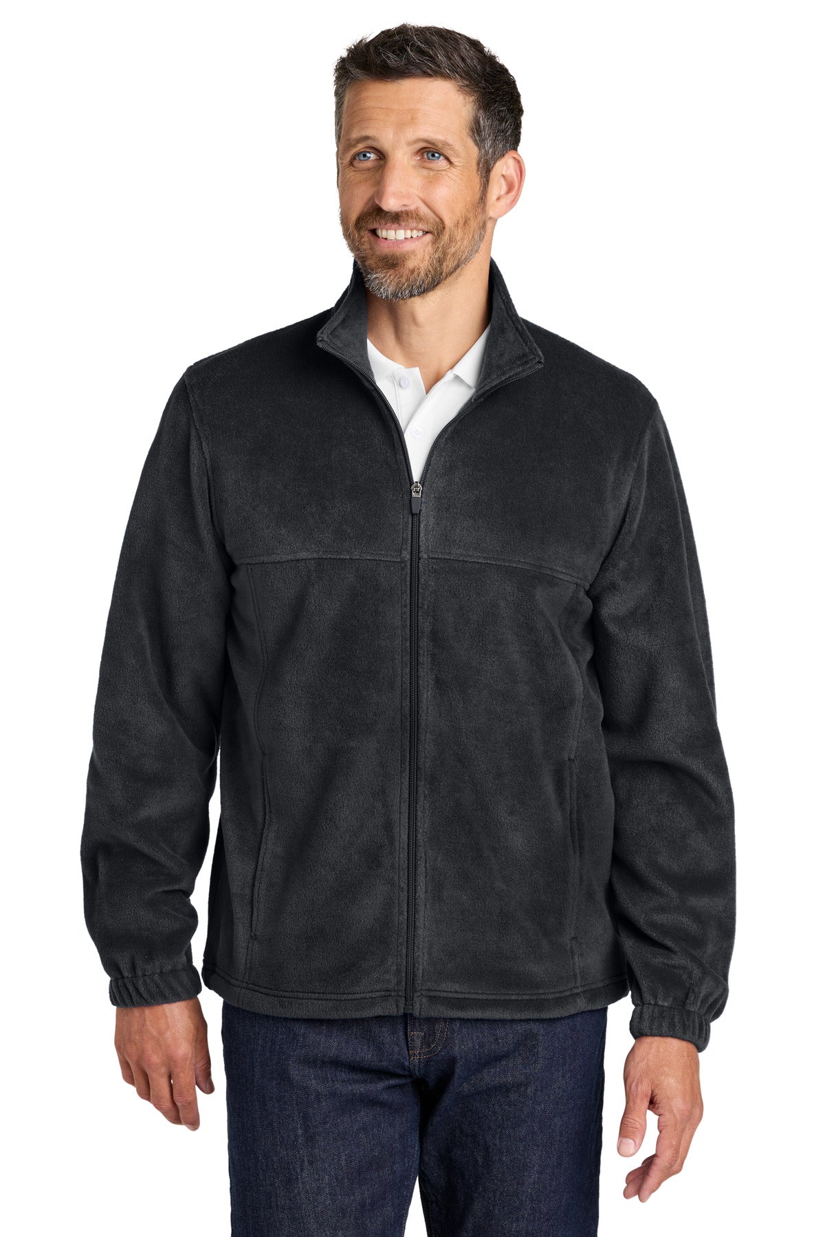 Custom logo Port Authority® Plush Fleece Full-Zip Jacket F190 in Black