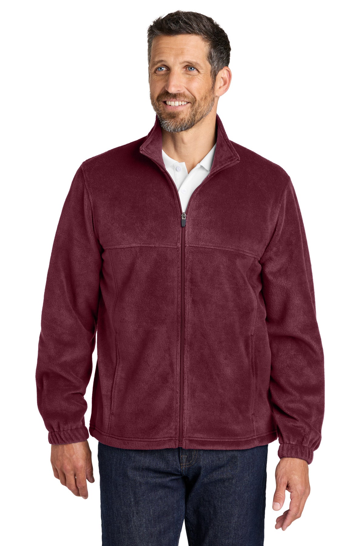 Custom logo Port Authority® Plush Fleece Full-Zip Jacket F190 in Club Burgundy