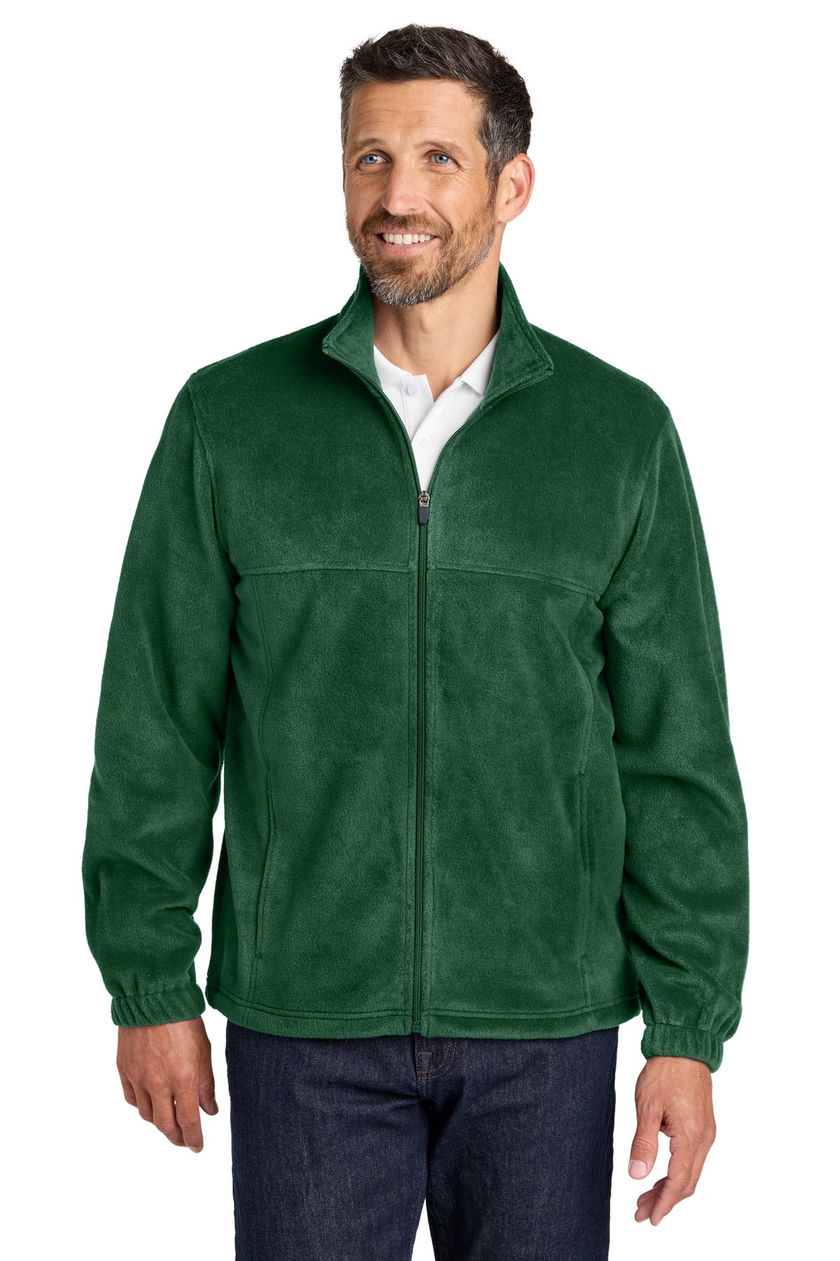 Custom logo Port Authority® Plush Fleece Full-Zip Jacket F190 in Dark Green
