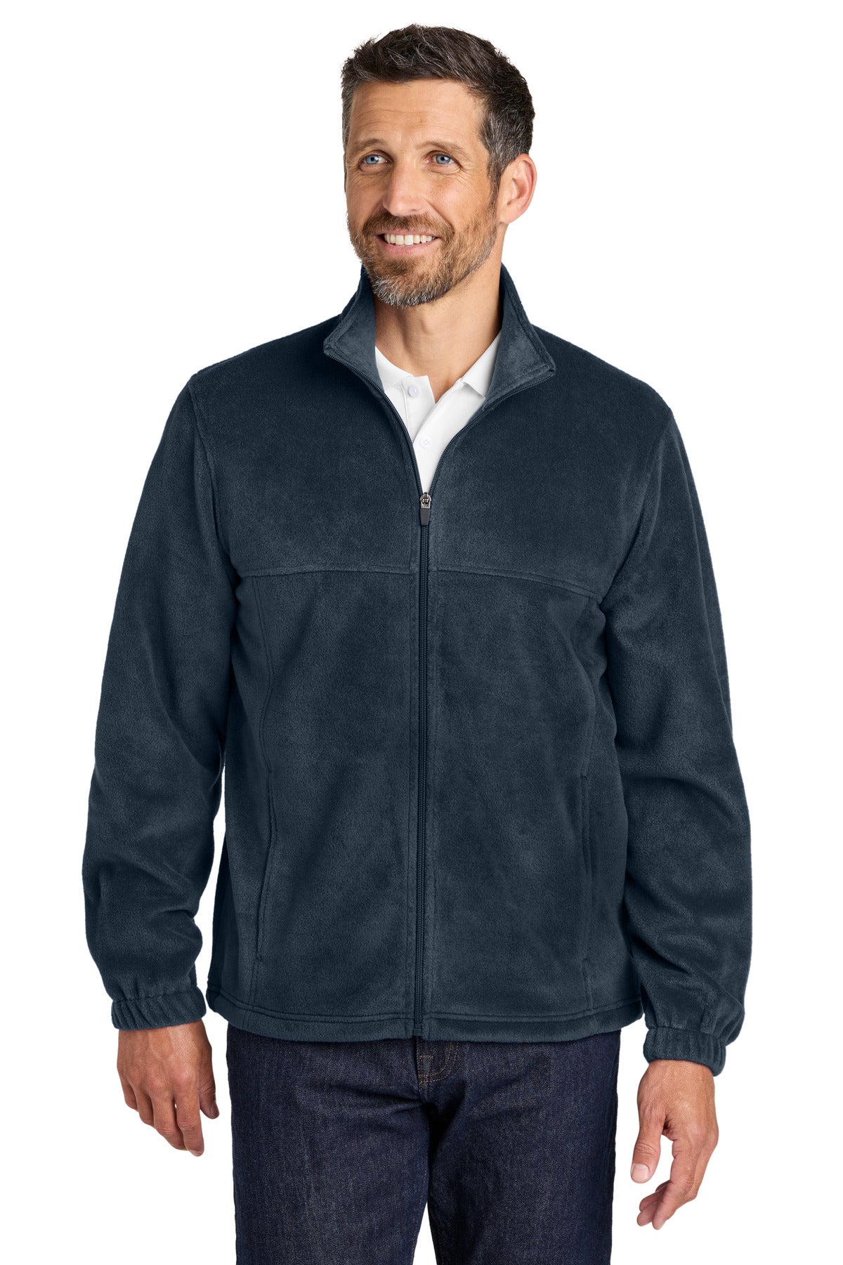 Custom logo Port Authority® Plush Fleece Full-Zip Jacket F190 in Night Navy