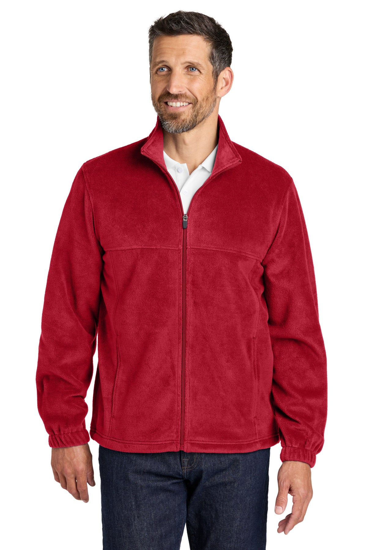 Custom logo Port Authority® Plush Fleece Full-Zip Jacket F190 in Rich Red