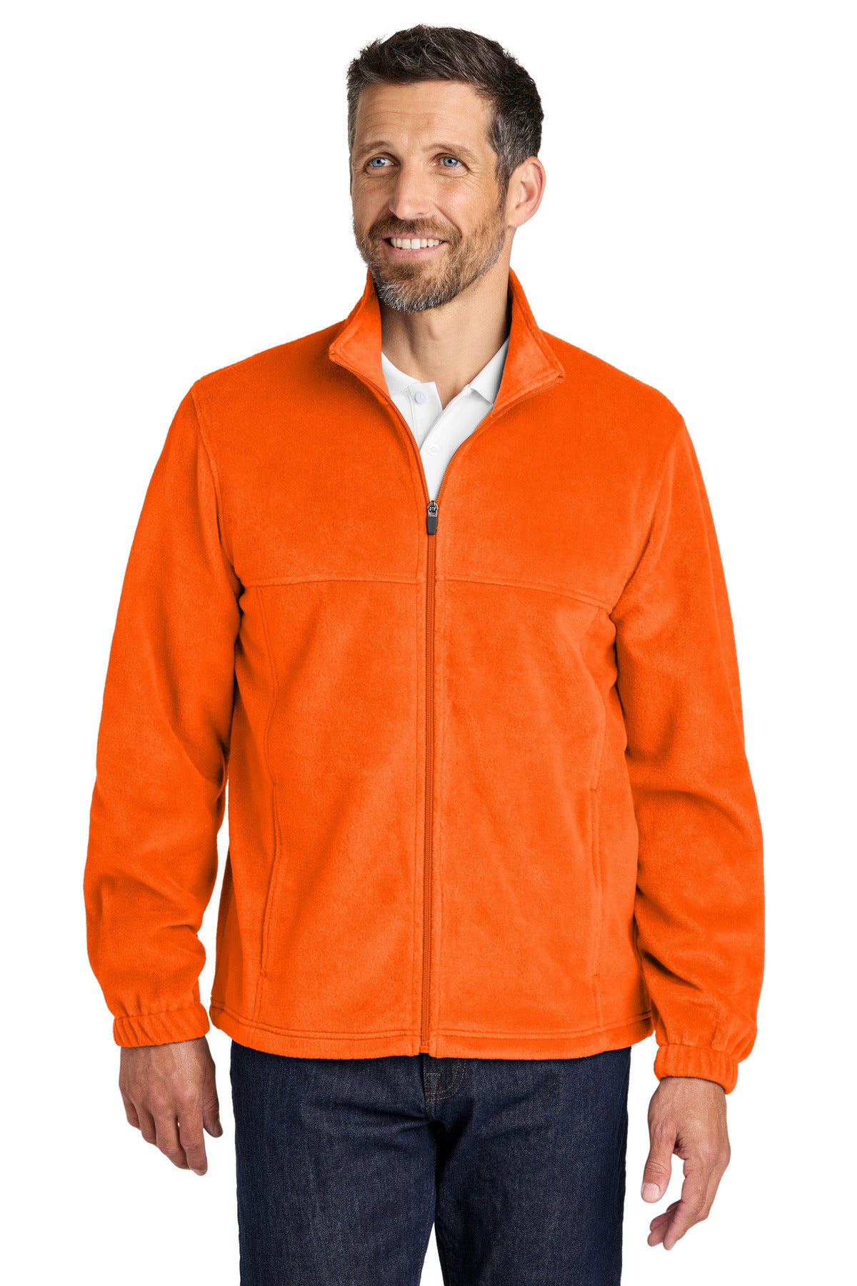 Custom logo Port Authority® Plush Fleece Full-Zip Jacket F190 in S. Orange