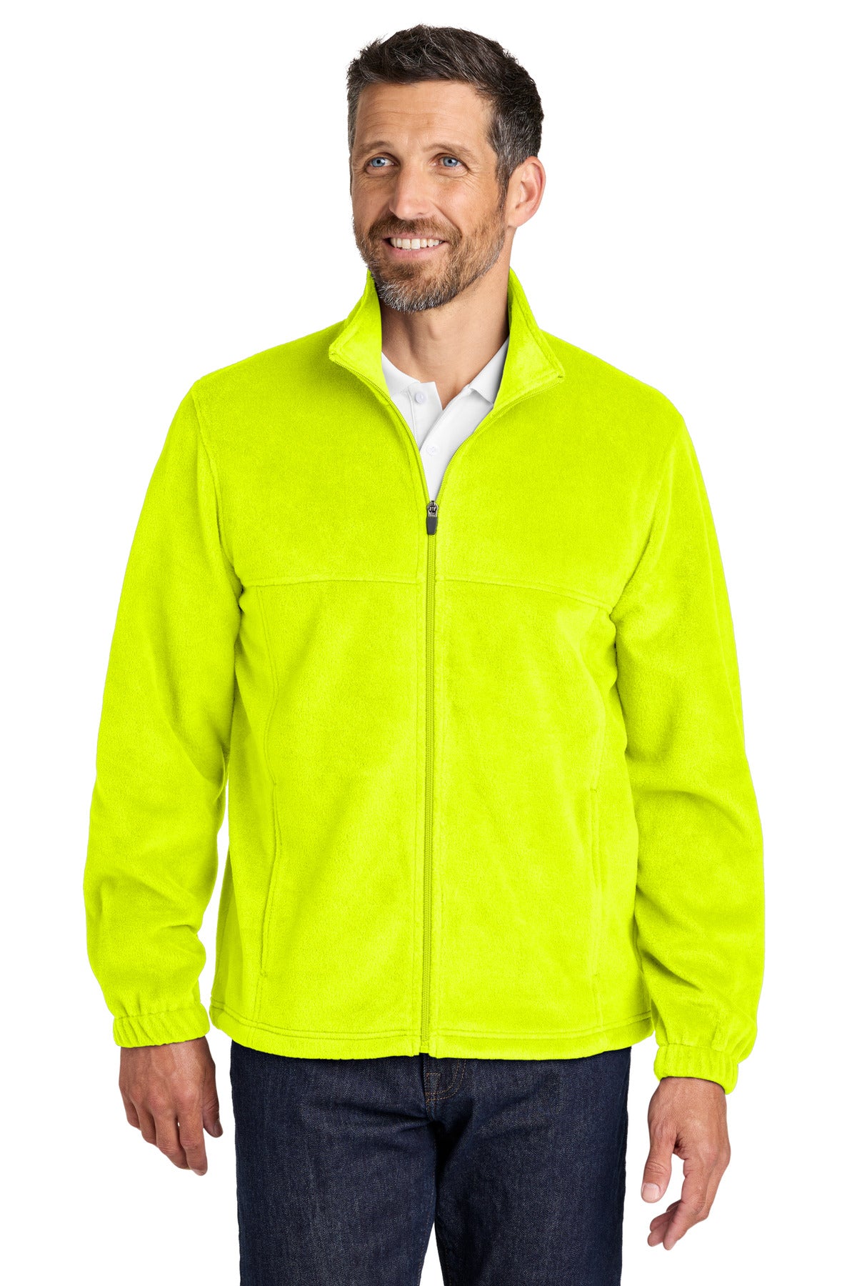 Custom logo Port Authority® Plush Fleece Full-Zip Jacket F190 in S. Yellow