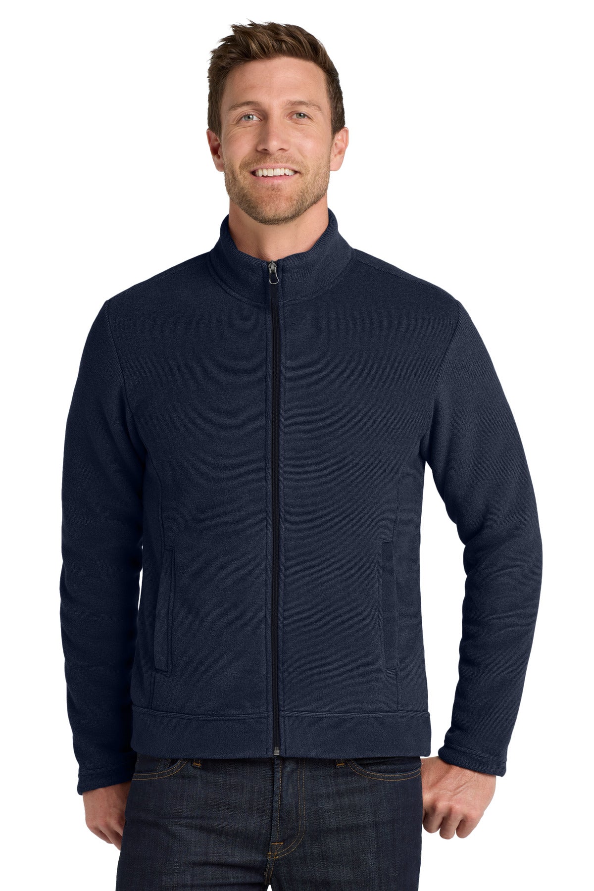 Custom logo Port Authority ® Ultra Warm Brushed Fleece Jacket. F211 in Insignia Blue/ River Blue Navy