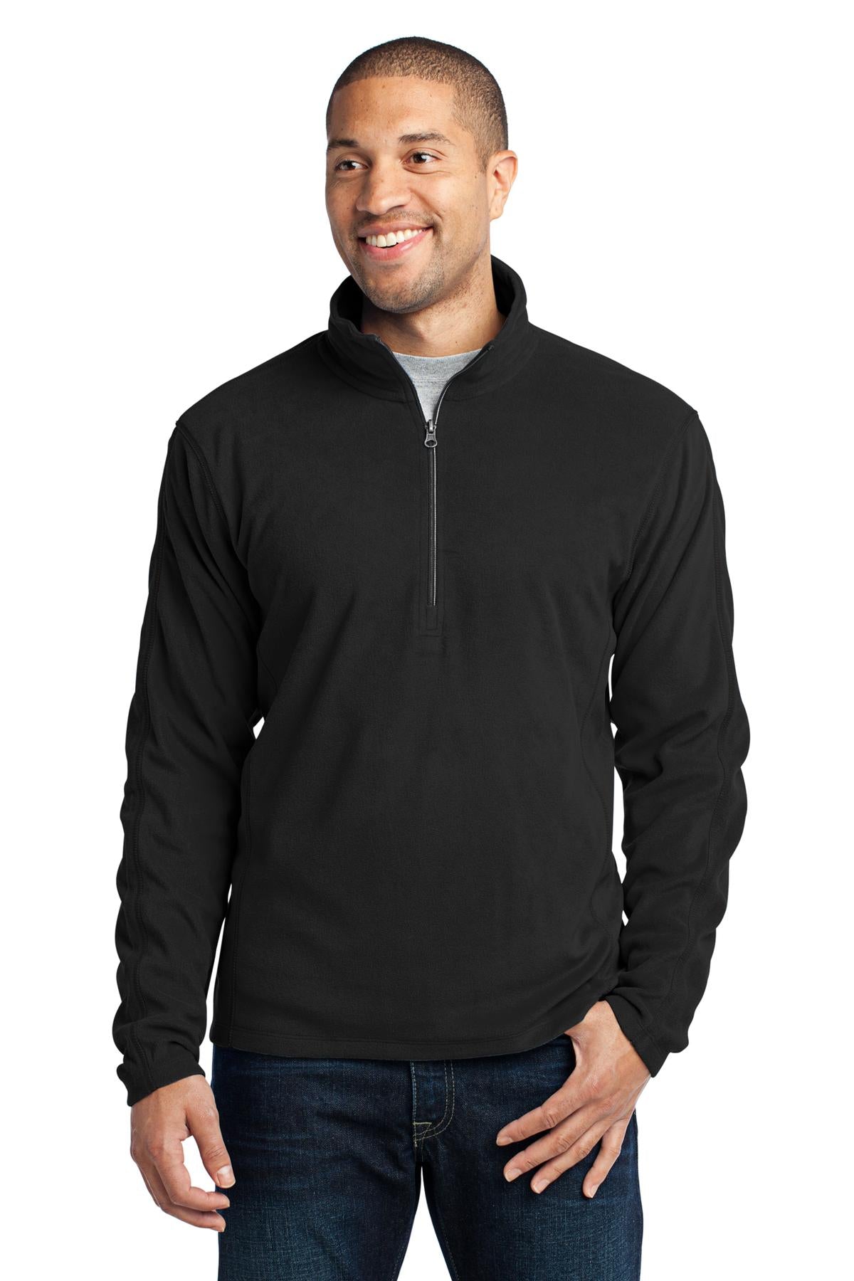 Custom logo Port Authority® Microfleece 1/2-Zip Pullover. F224 in Black