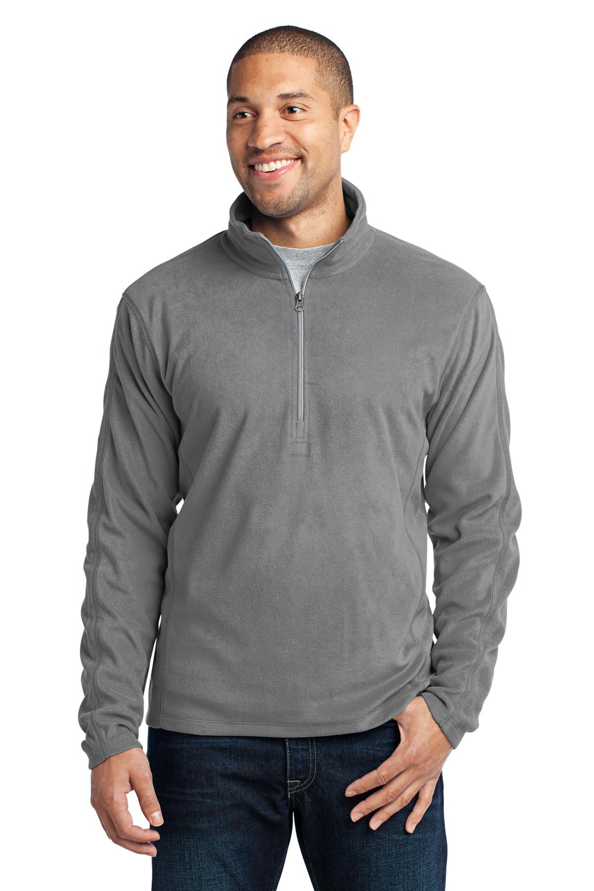 Custom logo Port Authority® Microfleece 1/2-Zip Pullover. F224 in Pearl Grey