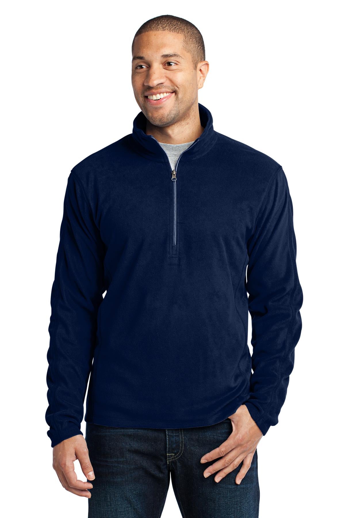 Custom logo Port Authority® Microfleece 1/2-Zip Pullover. F224 in True Navy