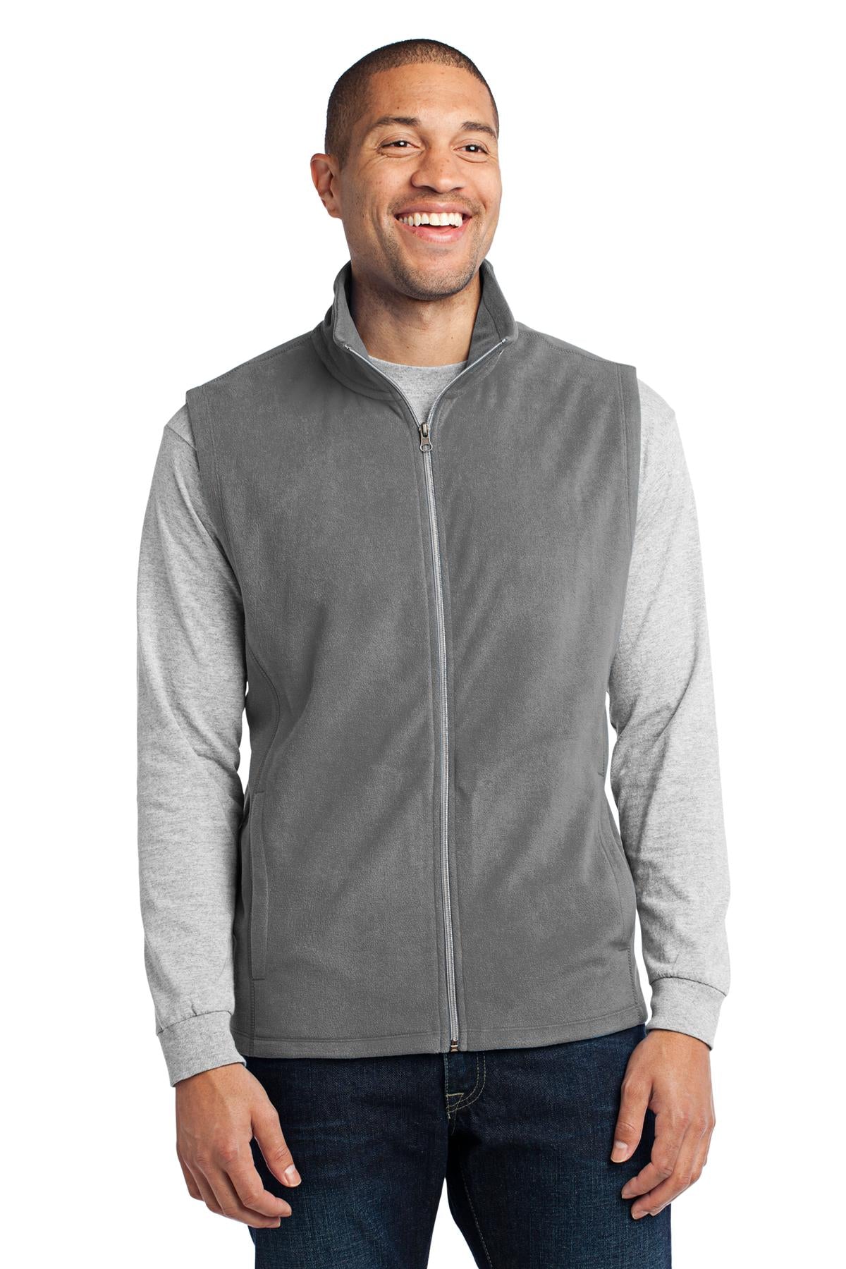 Custom logo Port Authority® Microfleece Vest. F226 in Pearl Grey