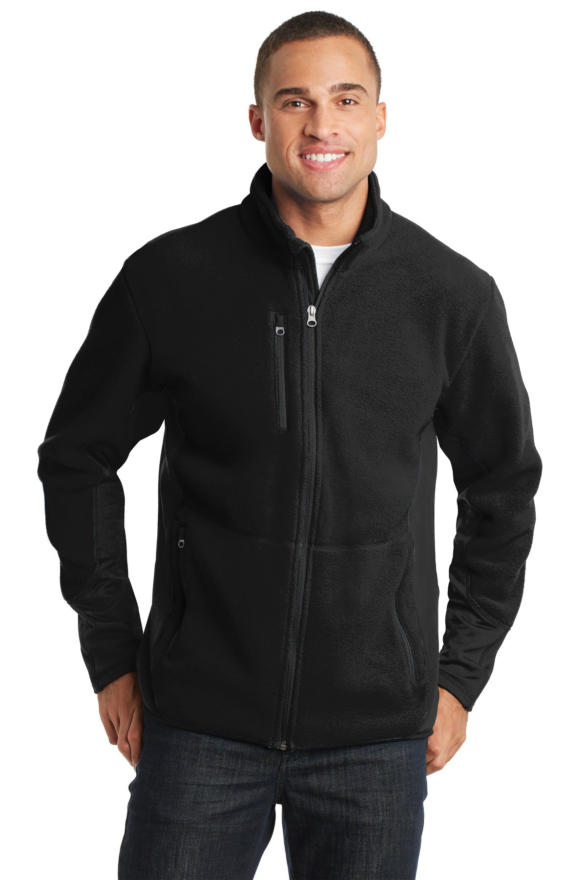 Custom logo Port Authority® R-Tek® Pro Fleece Full-Zip Jacket. F227 in Black/ Black