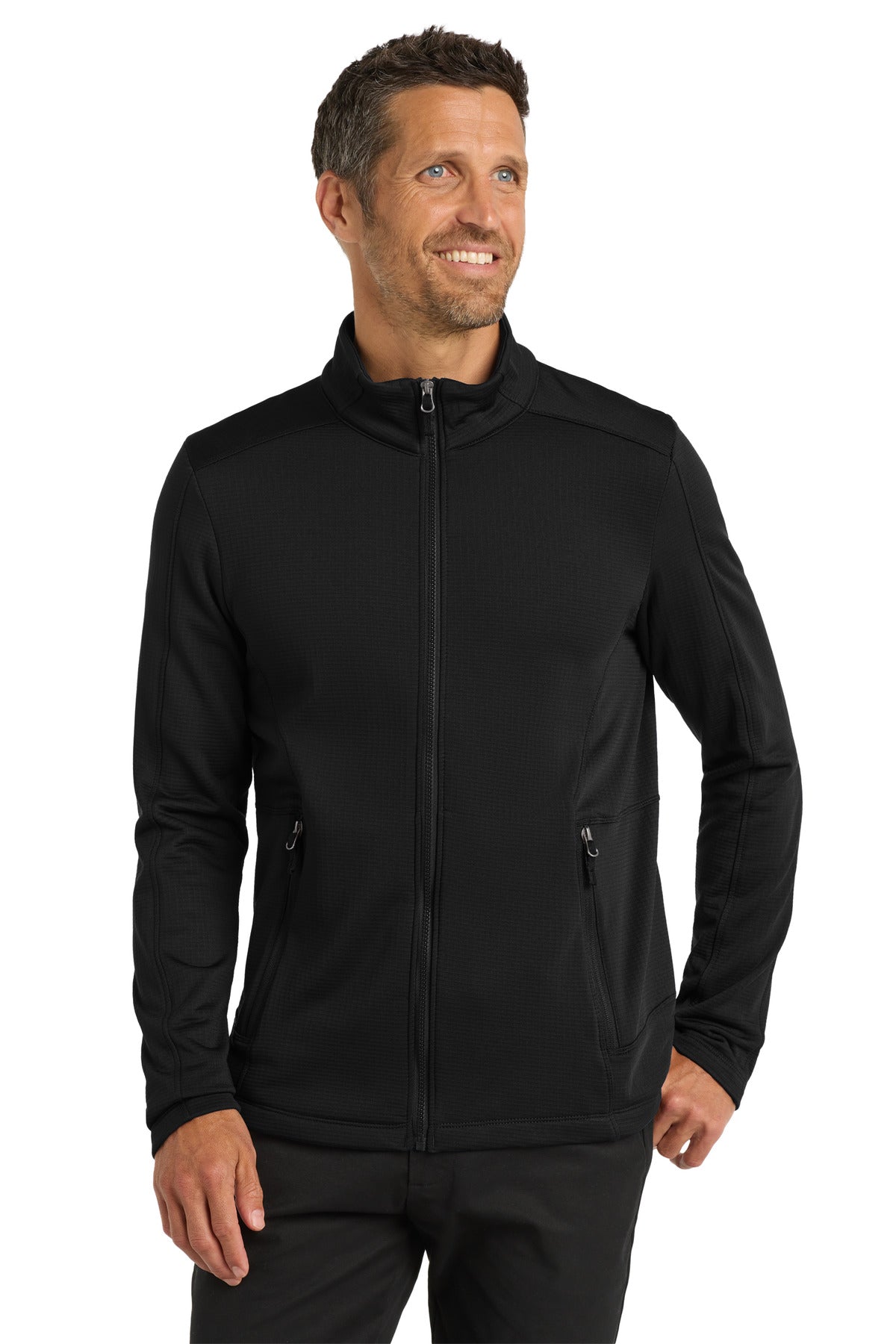 Custom logo Port Authority ® Grid Fleece Jacket. F239 in Deep Black