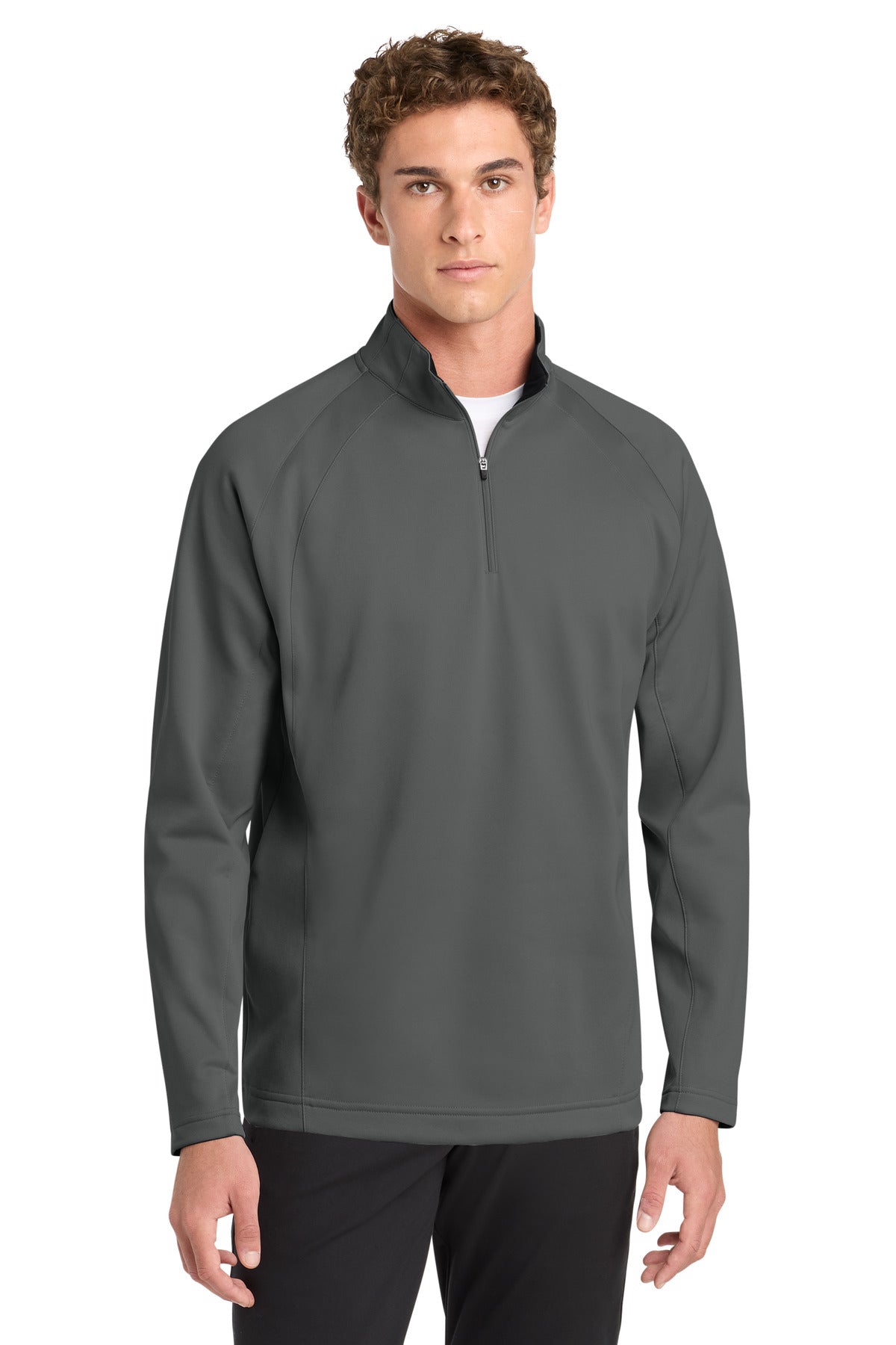 Custom logo Sport-Tek® Sport-Wick® Fleece 1/4-Zip Pullover.  F243 in Dark Smoke Grey/ Black