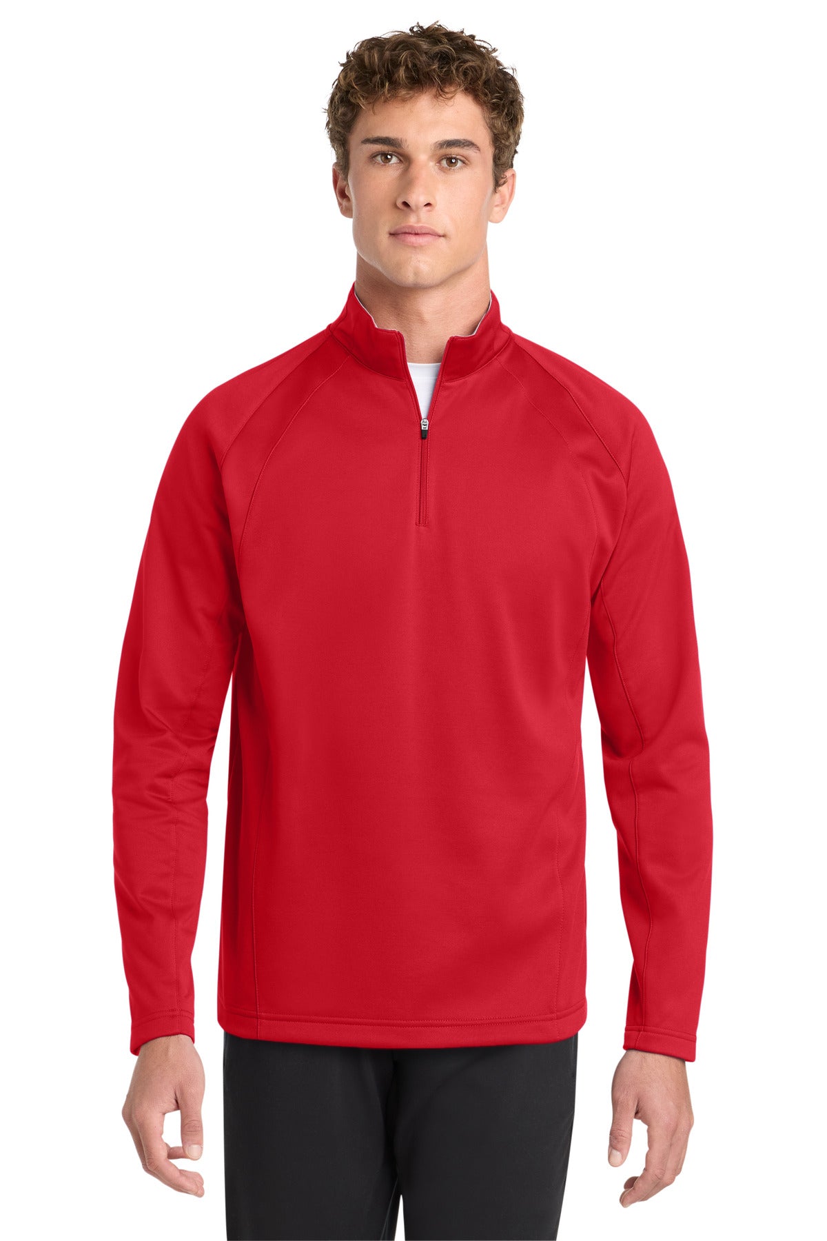 Custom logo Sport-Tek® Sport-Wick® Fleece 1/4-Zip Pullover.  F243 in Deep Red/ Silver