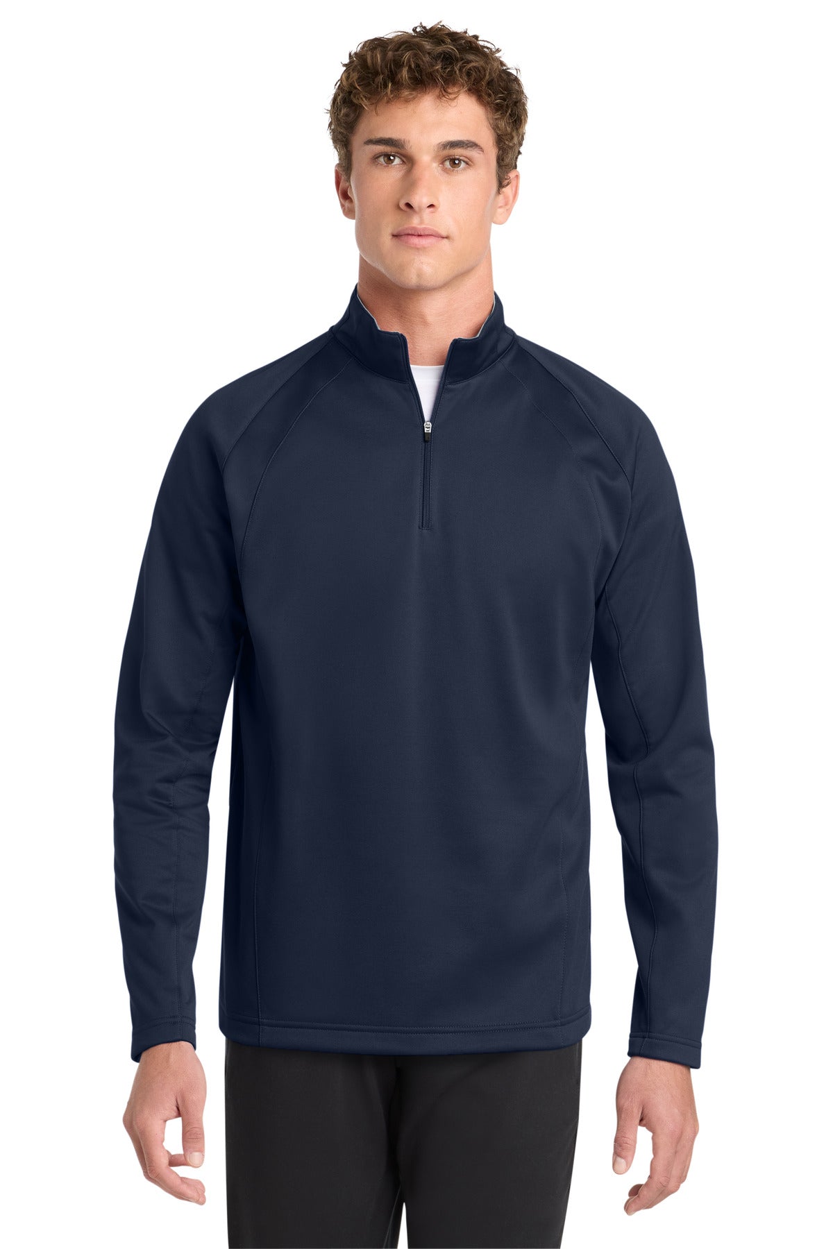 Custom logo Sport-Tek® Sport-Wick® Fleece 1/4-Zip Pullover.  F243 in Navy/ Silver