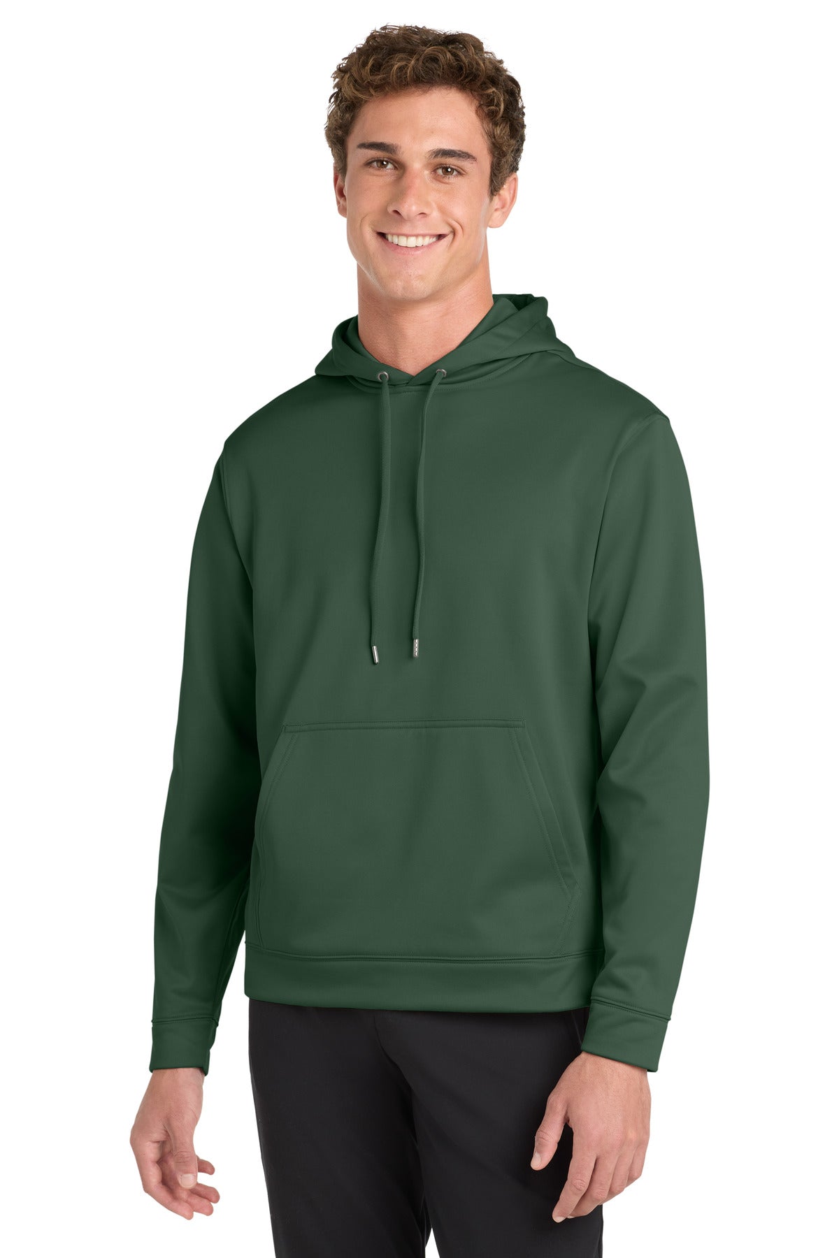 Custom logo Sport-Tek® Sport-Wick® Fleece Hooded Pullover.  F244 in Forest Green