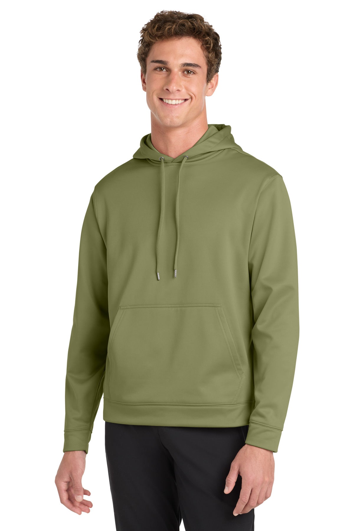 Custom logo Sport-Tek® Sport-Wick® Fleece Hooded Pullover.  F244 in Olive Drab Green