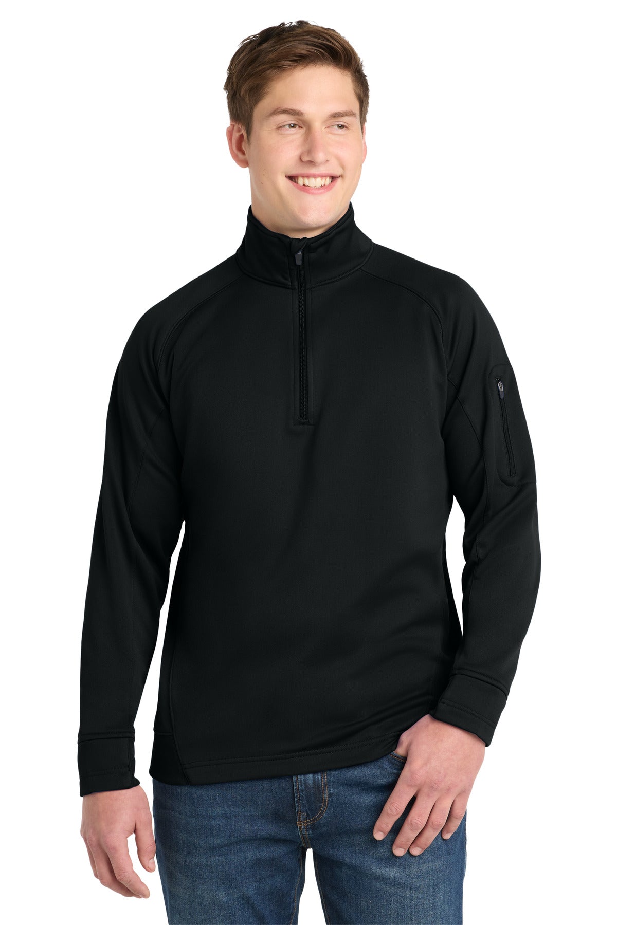 Custom logo Sport-Tek® Tech Fleece 1/4-Zip Pullover. F247 in Black