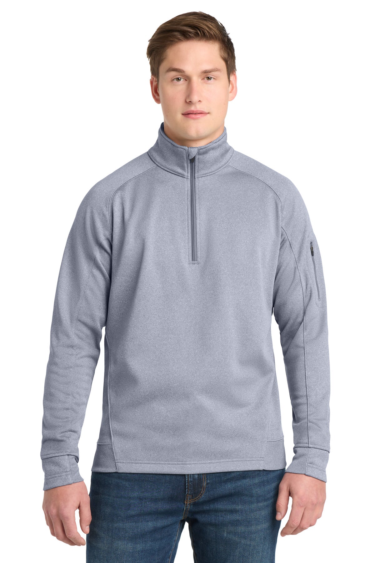 Custom logo Sport-Tek® Tech Fleece 1/4-Zip Pullover. F247 in Grey Heather