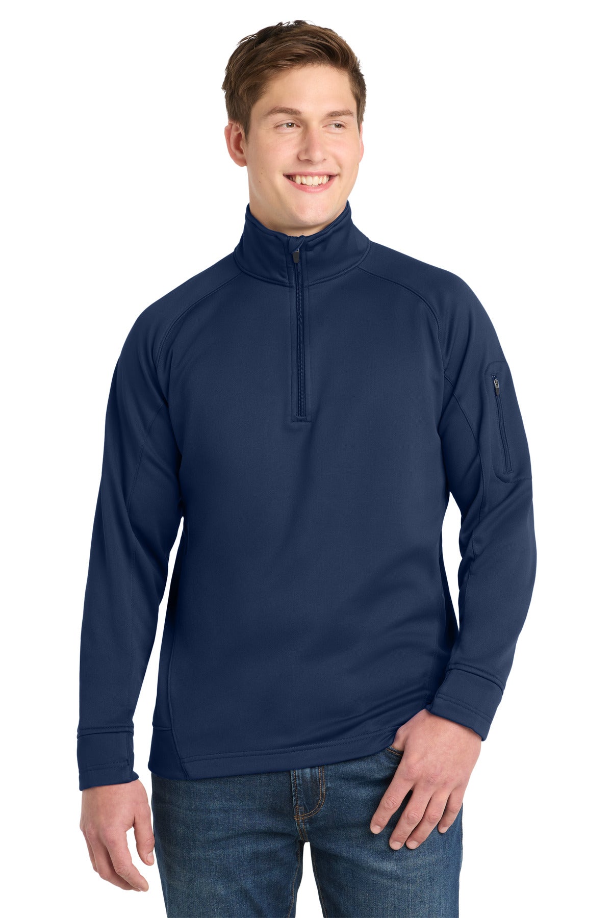 Custom logo Sport-Tek® Tech Fleece 1/4-Zip Pullover. F247 in True Navy