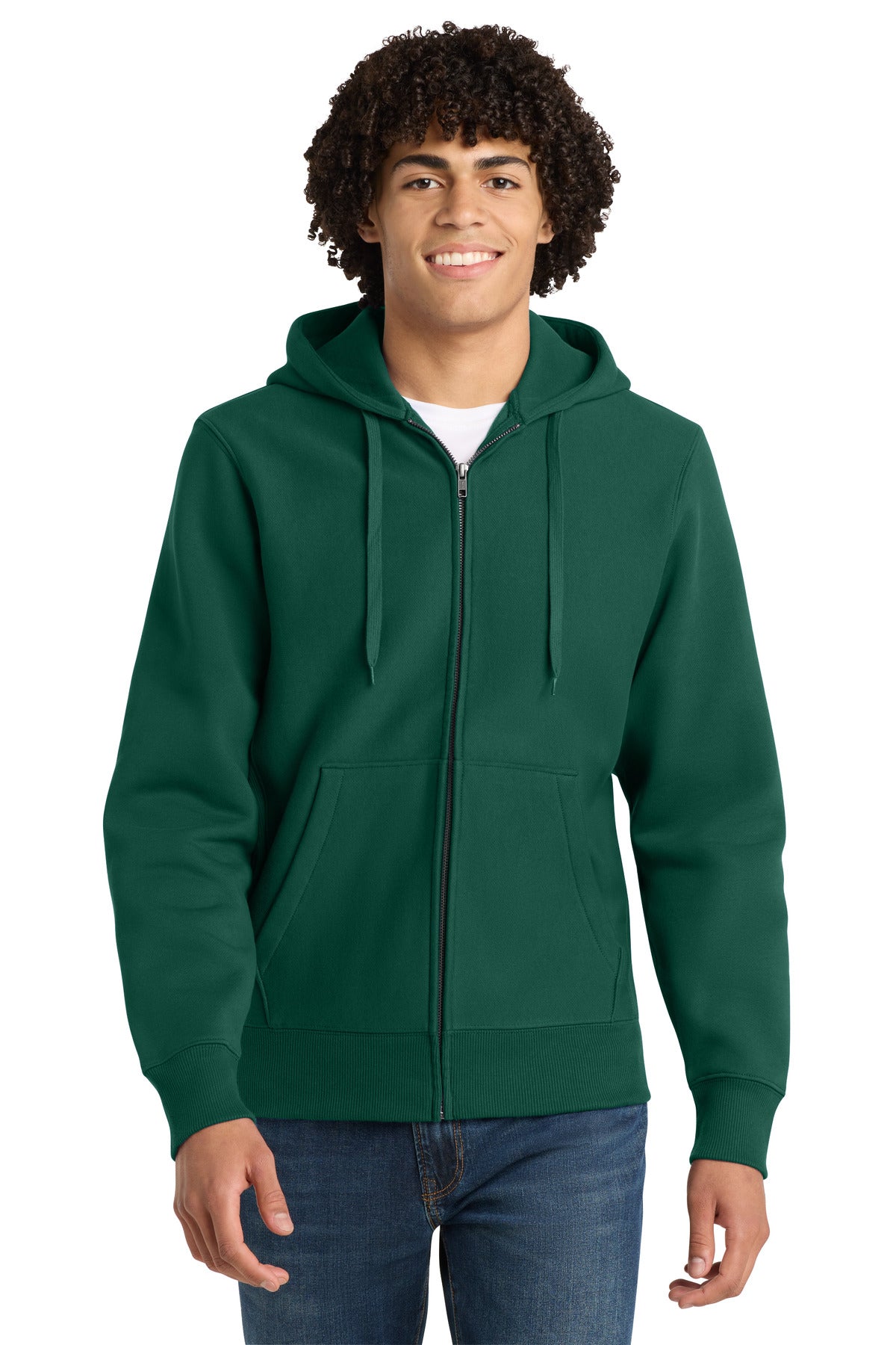 Custom logo Sport-Tek® Super Heavyweight Full-Zip Hooded Sweatshirt.  F282 in Dark Green