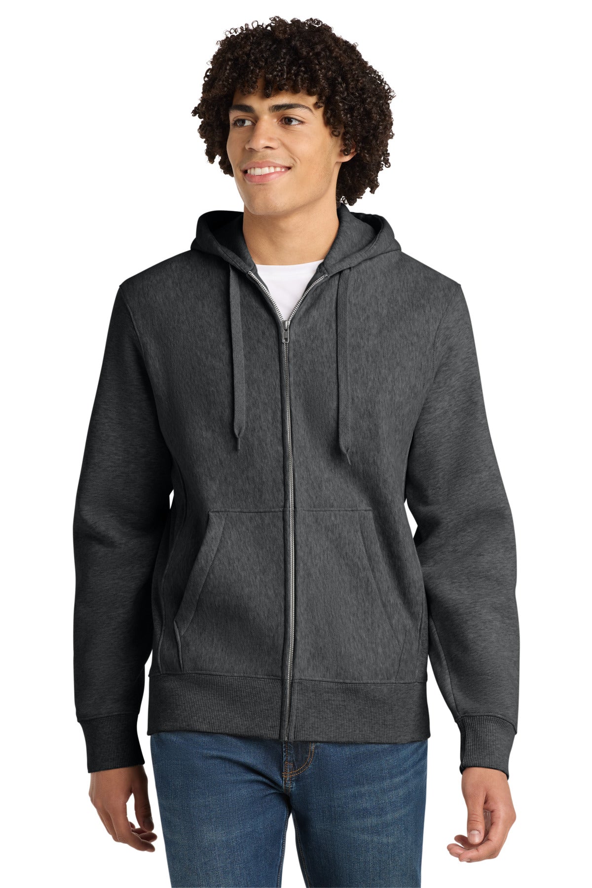 Custom logo Sport-Tek® Super Heavyweight Full-Zip Hooded Sweatshirt.  F282 in Graphite Heather