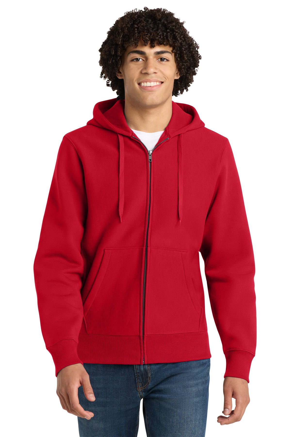 Custom logo Sport-Tek® Super Heavyweight Full-Zip Hooded Sweatshirt.  F282 in Red