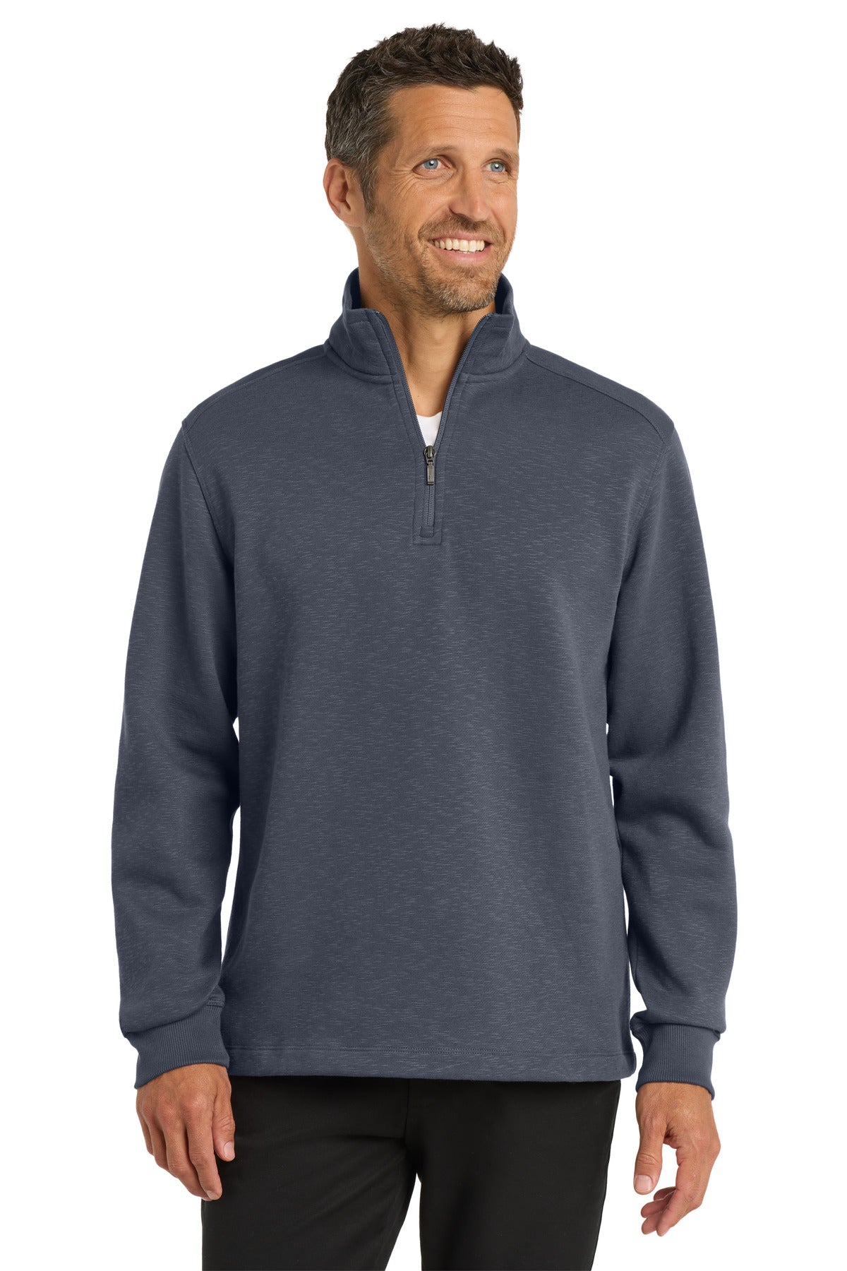 Custom logo Port Authority® Slub Fleece 1/4-Zip Pullover. F295 in Slate Grey