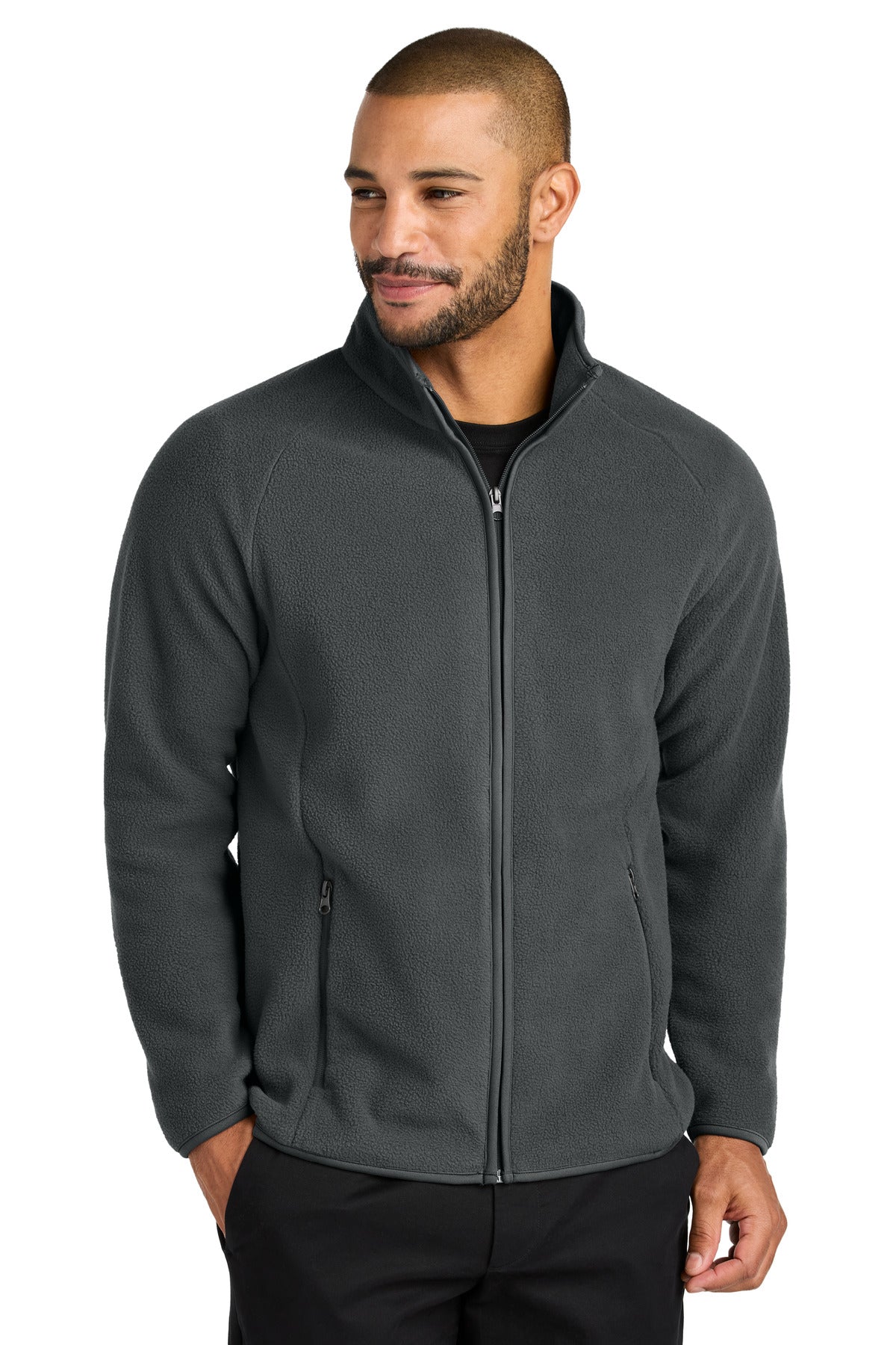 Custom logo Port Authority® C-FREE® Raglan Fleece F700 in Grey Steel