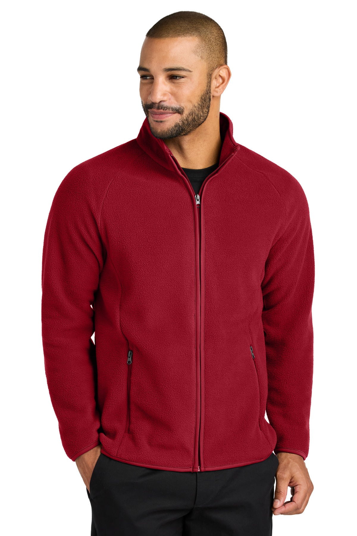 Custom logo Port Authority® C-FREE® Raglan Fleece F700 in Rich Red